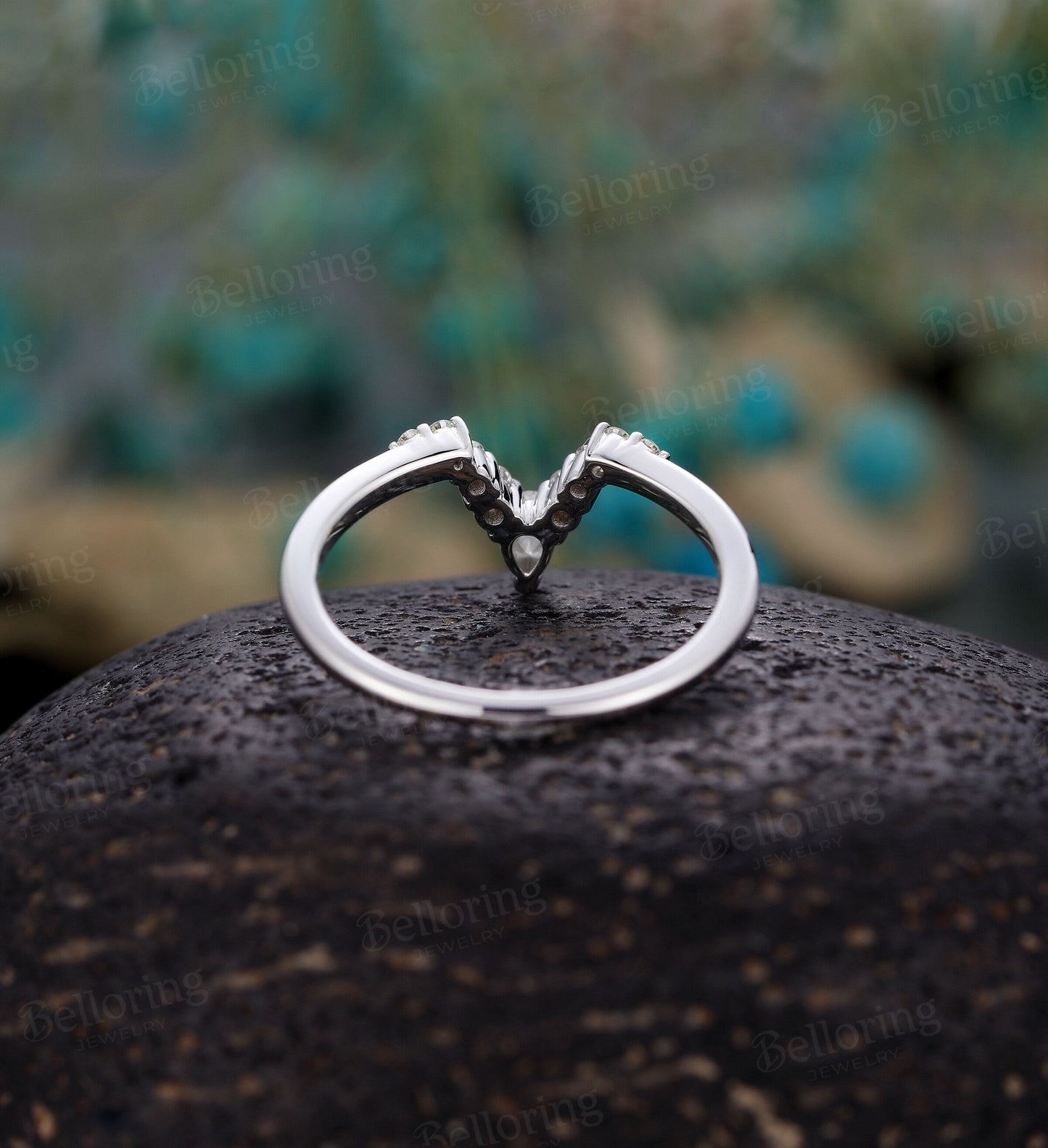 Moissanite Curved wedding band woman rose gold ring Vintage Bridal Set Jewelry Antique Solid 14K Matching Promise Anniversary Gift for her