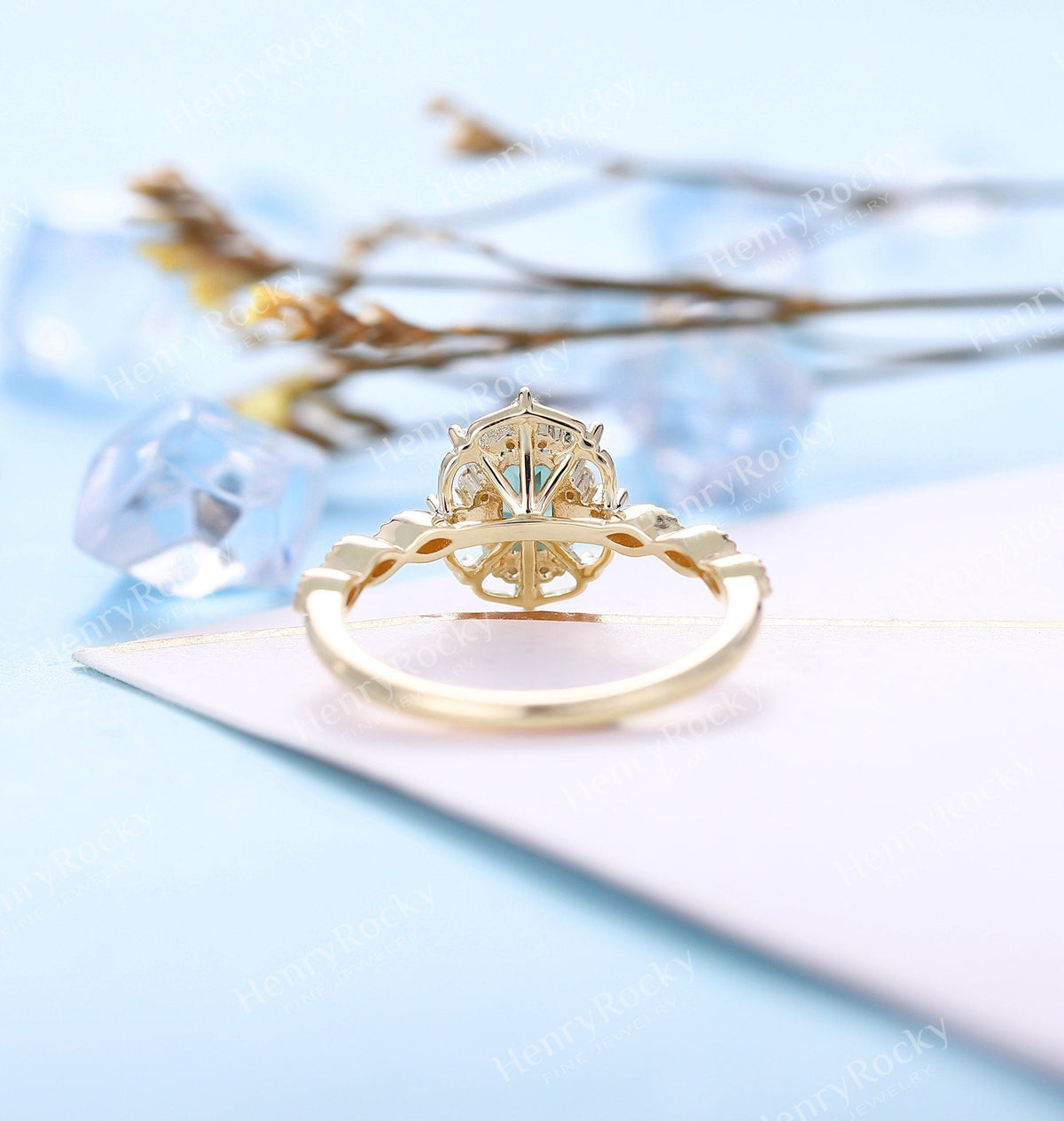 Emerald Engagement Ring Yellow Gold Ring | Vintage Emerald Cut Wedding Ring | Art deco Milgrain Moissanite Bridal Ring | Unique Promise ring