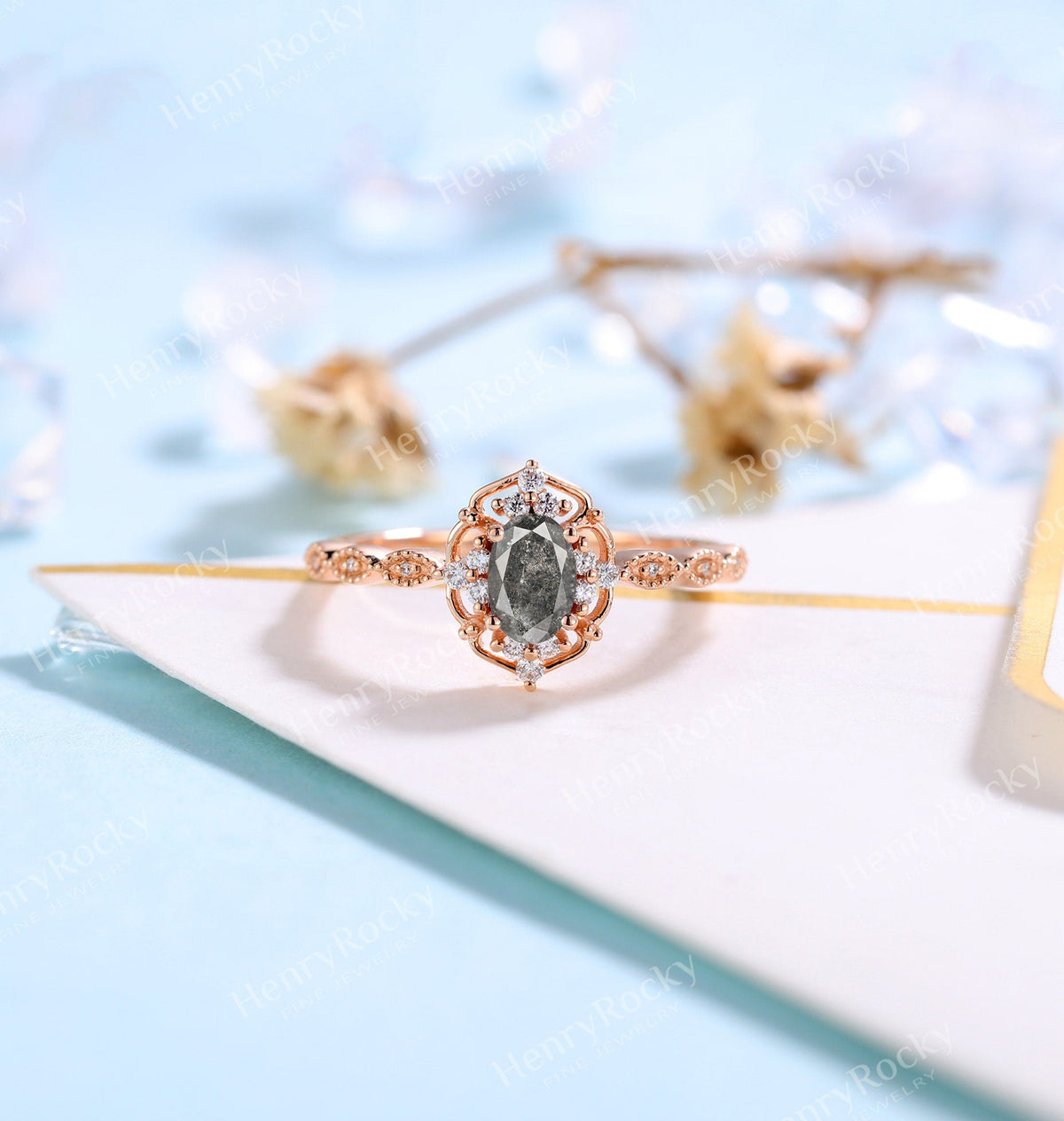 Vintage Alexandrite Engagement Ring | Rose gold ring Moissanite wedding ring | Diamond Bridal ring Milgrain Art deco ring | Anniversary ring