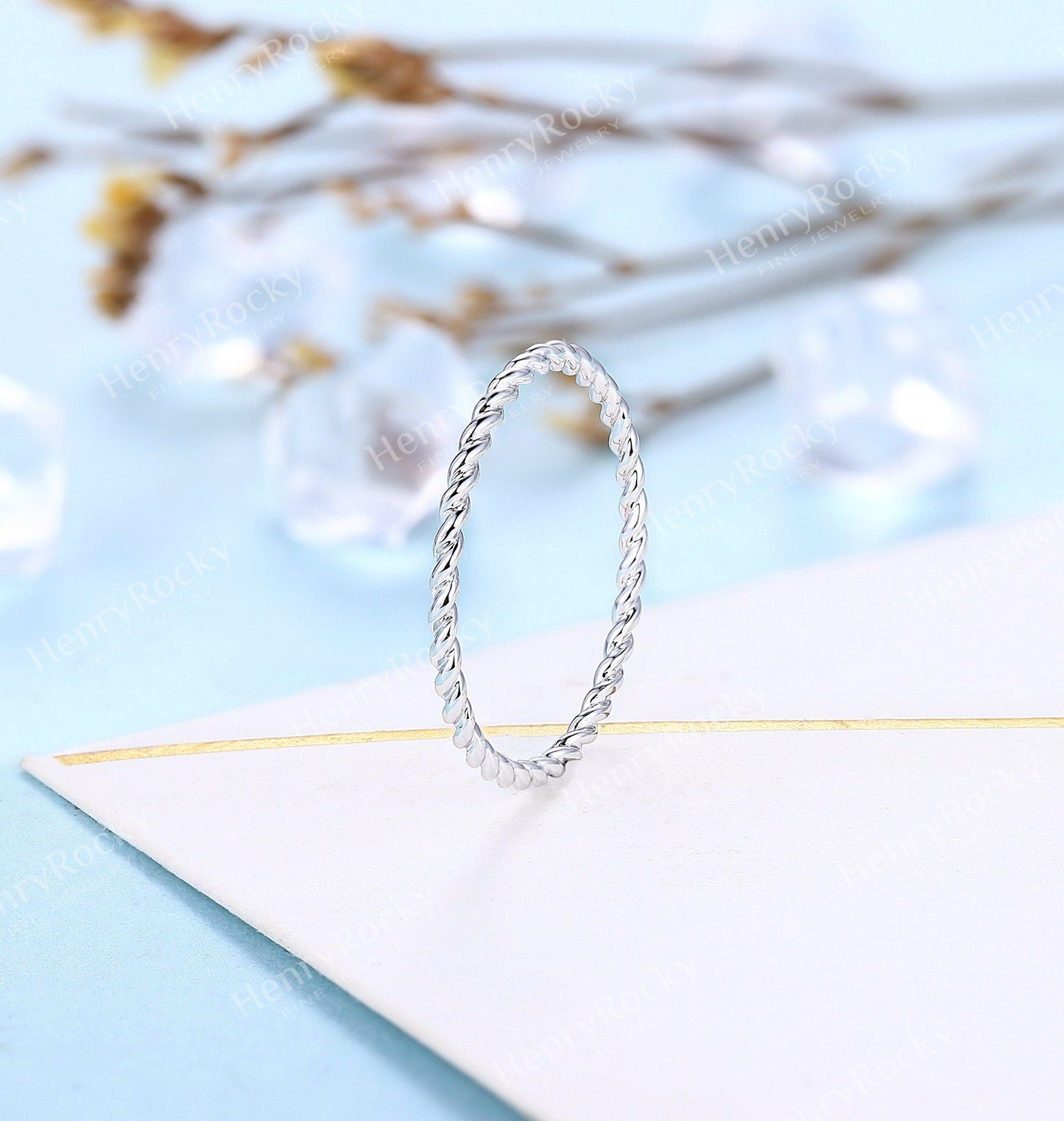 Dainty yellow gold wedding band women | Vintage stacking matching bridal ring | unique twisted jewelry|promise ring anniversary gift for her