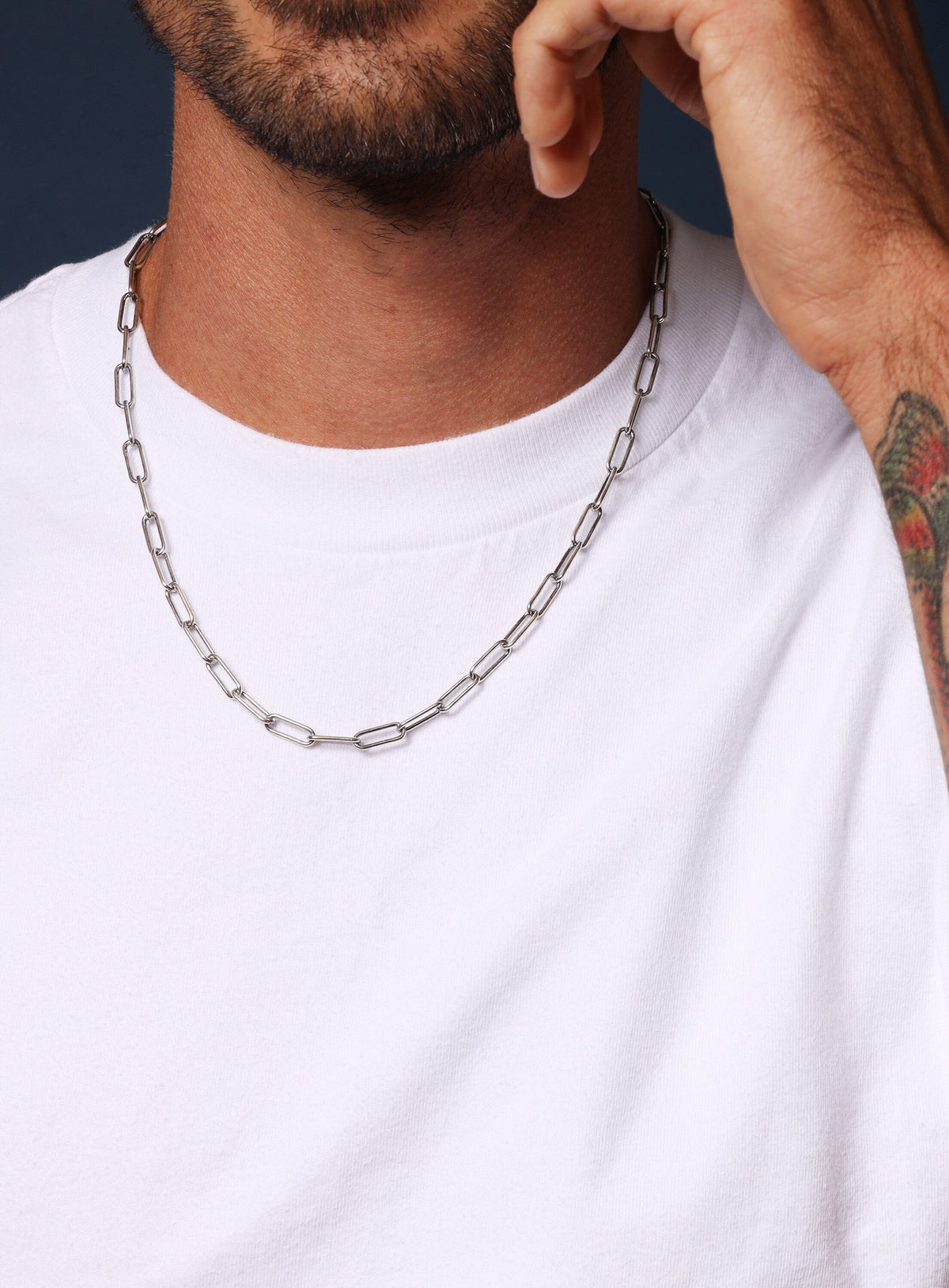925 Oxidized Sterling Silver Large Cable Chain Link Necklace for Men