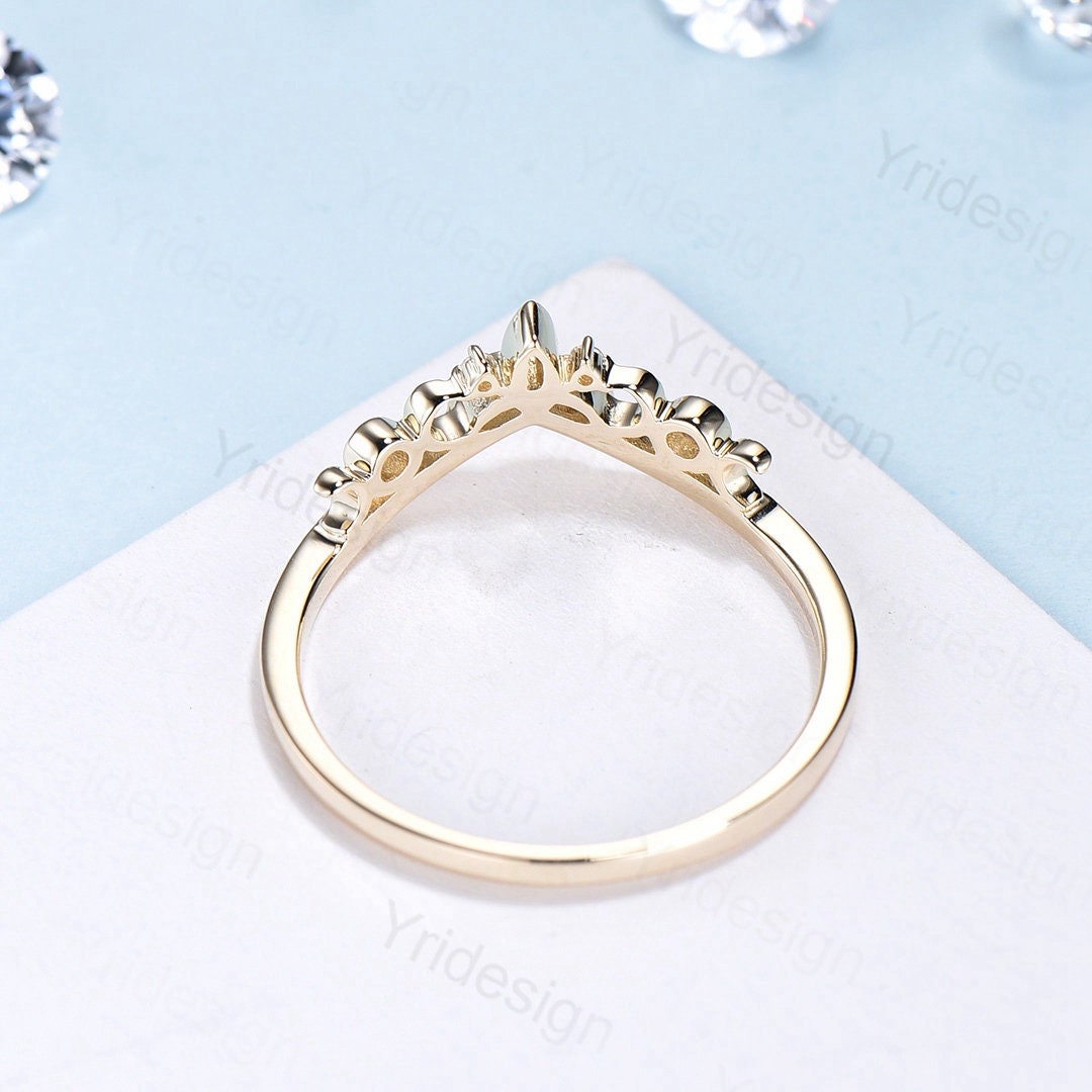 Celtic Knot Norse Viking diamond wedding band women-unique curved wedding band yellow gold- Matching stacking band anniversary ring
