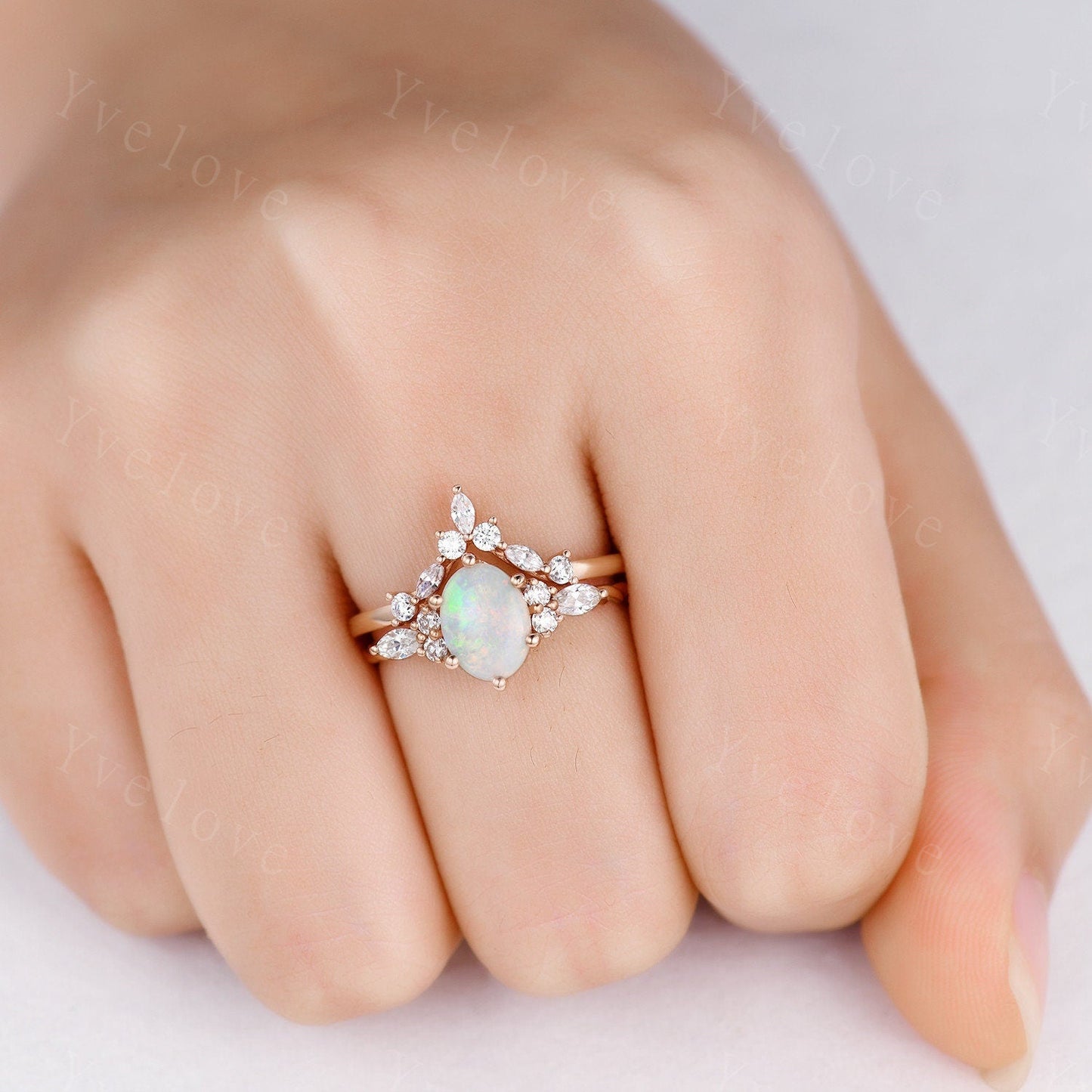 Dainty Natural Oval Cut Opal Ring, Opal Stacking Ring,White Opal Ring,Rose Gold Opal Ring,Delicate Opal Ring,Twisted Band,Bridesmaid Gift