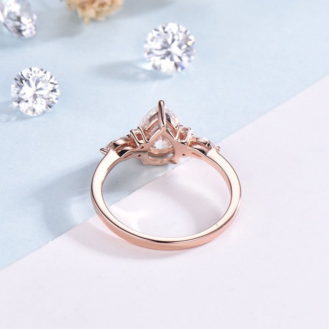 Retro Pear Shaped Opal Ring Rose Gold Fire Opal Ruby Engagement Ring Seven Stone Cluster Promise Ring October Birthstone Anniversary gift