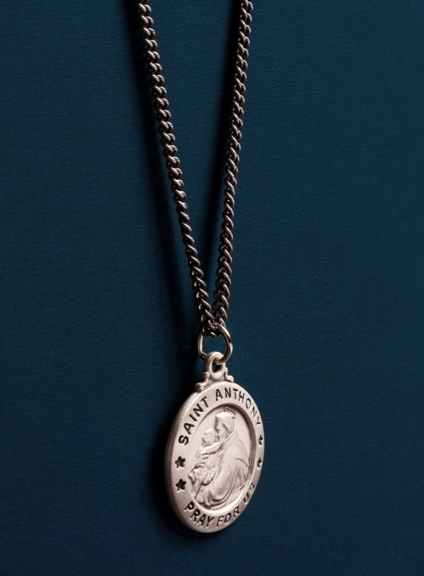 Saint Anthony Silver Medal Necklace for Men