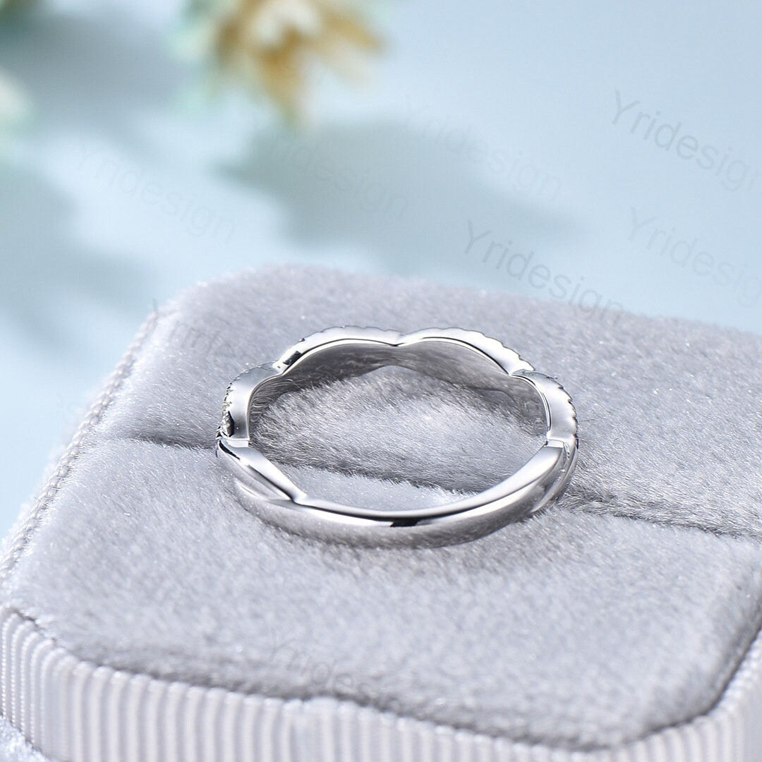 Natural amethyst peridot wedding ring infinity wedding band women half eternity stacking ring white gold Bridal Ring Anniversary Gift