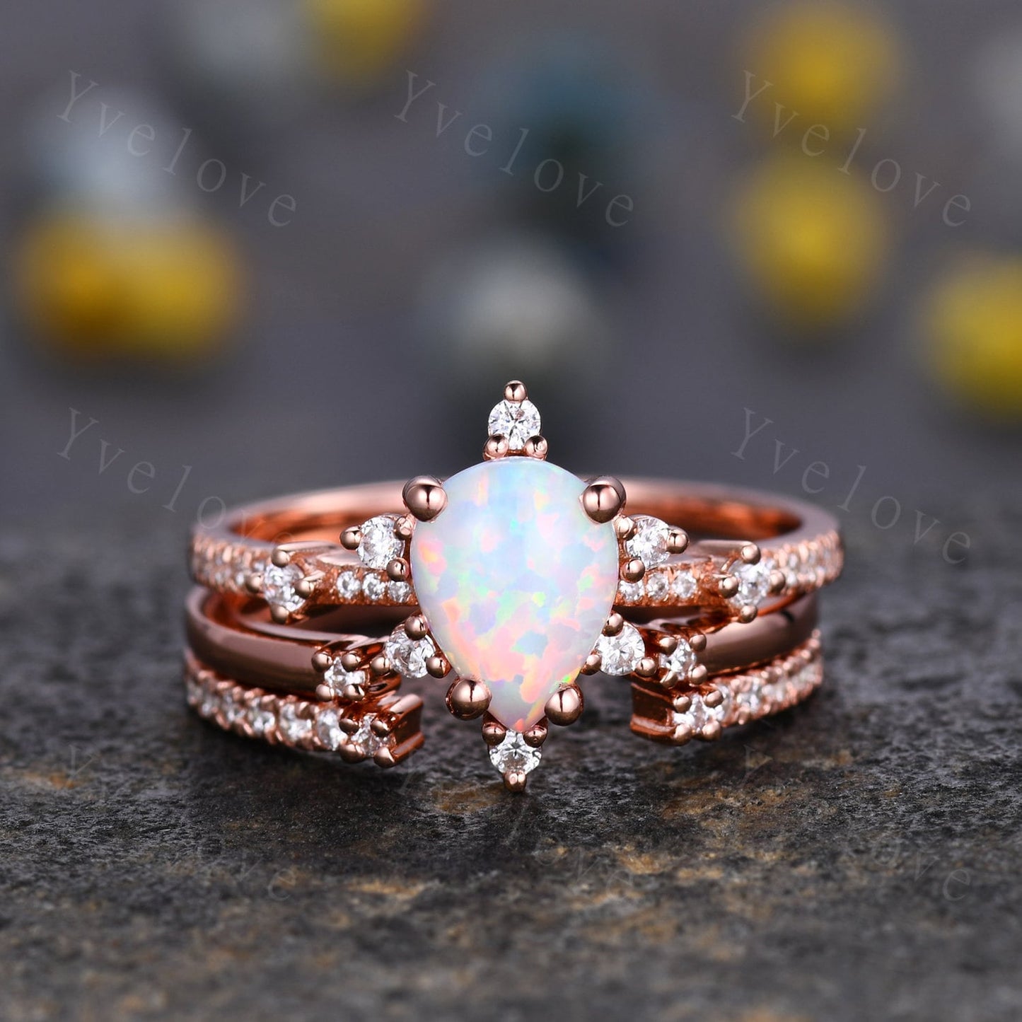 Open Gap diamond wedding band open ring 14k rose gold stacking ring natural diamond stacking matching band Anniversary promise ring gift
