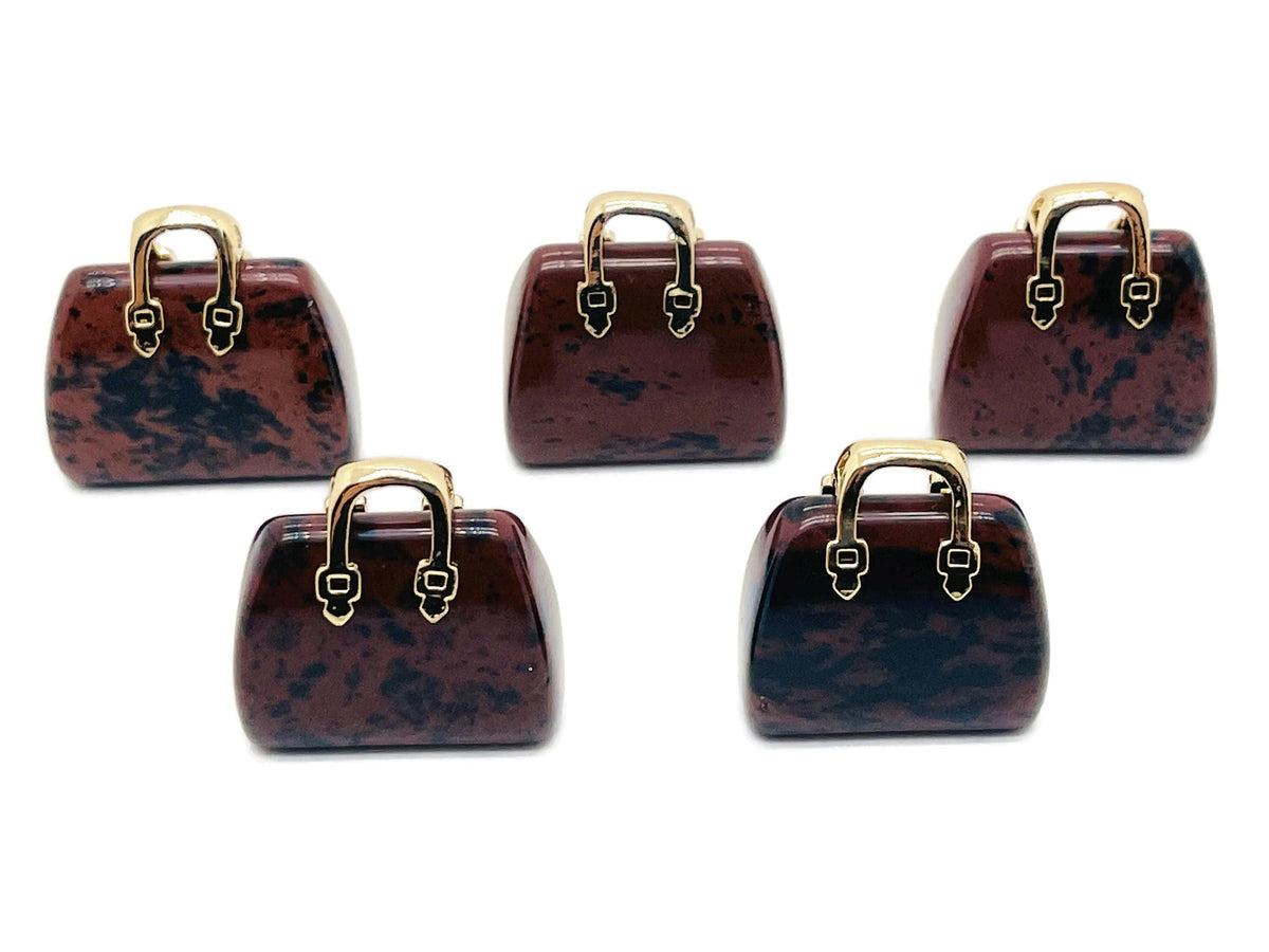 Mahogany Obsidian Crystal Purse Carving Gemstone - Crystal Handbag Pendant - PU1017