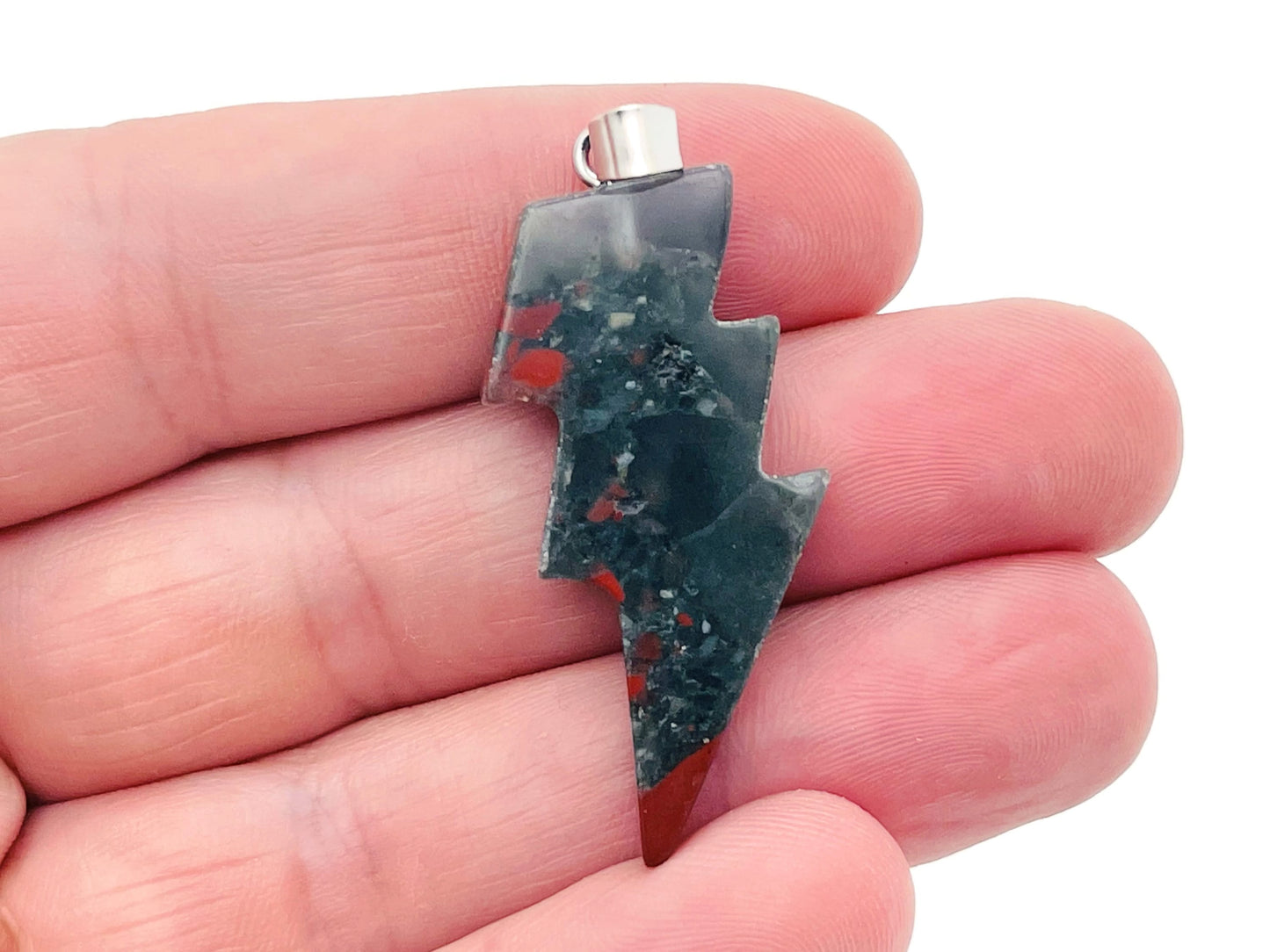 African Bloodstone Lightning Crystal Pendant - Lightning Stone - NC1151
