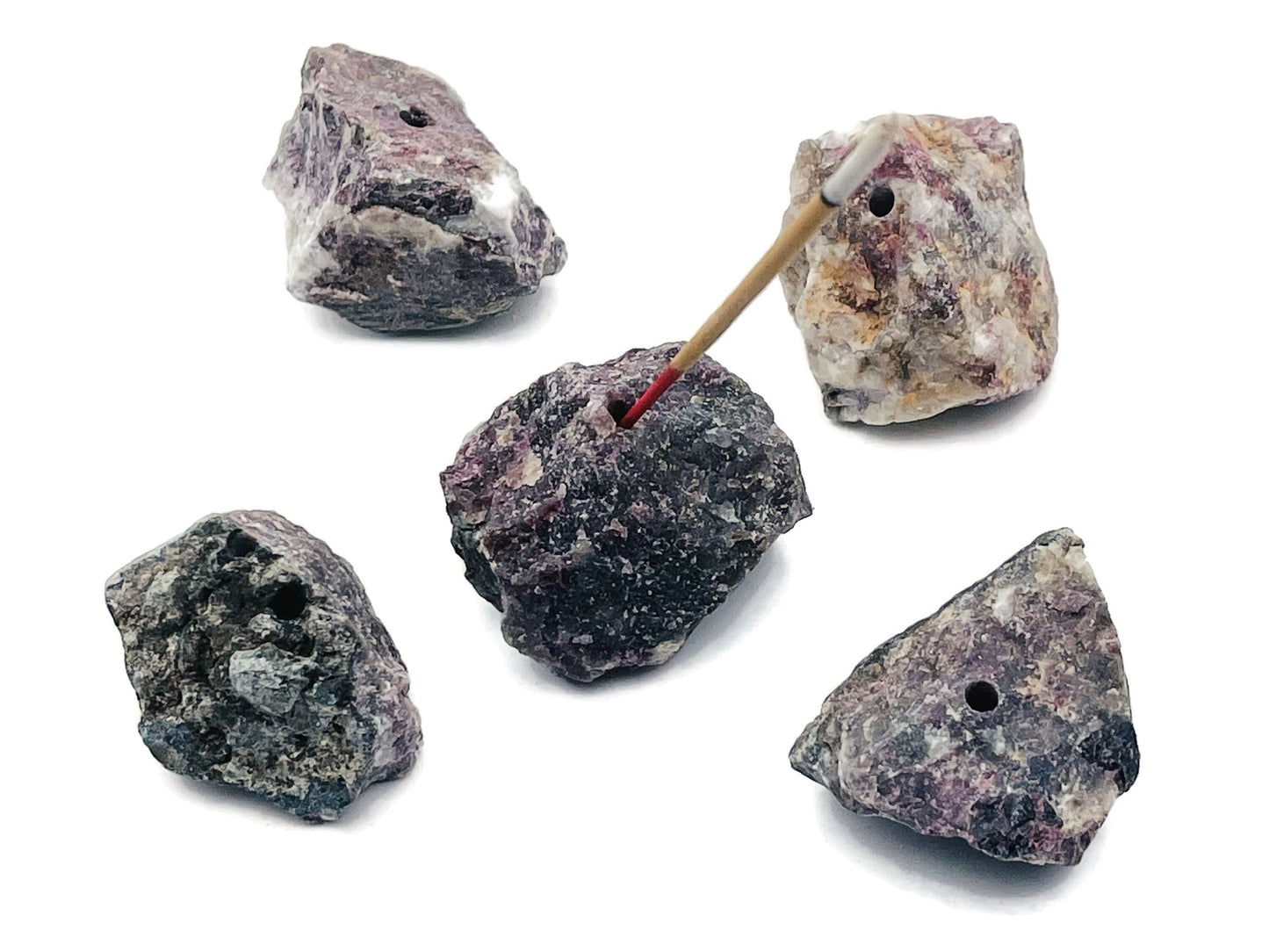 Plum Blossom Tourmaline Rough Crystal Incense Holder - Crystal Incense Stick Holder - Handmade Carving - RS1019