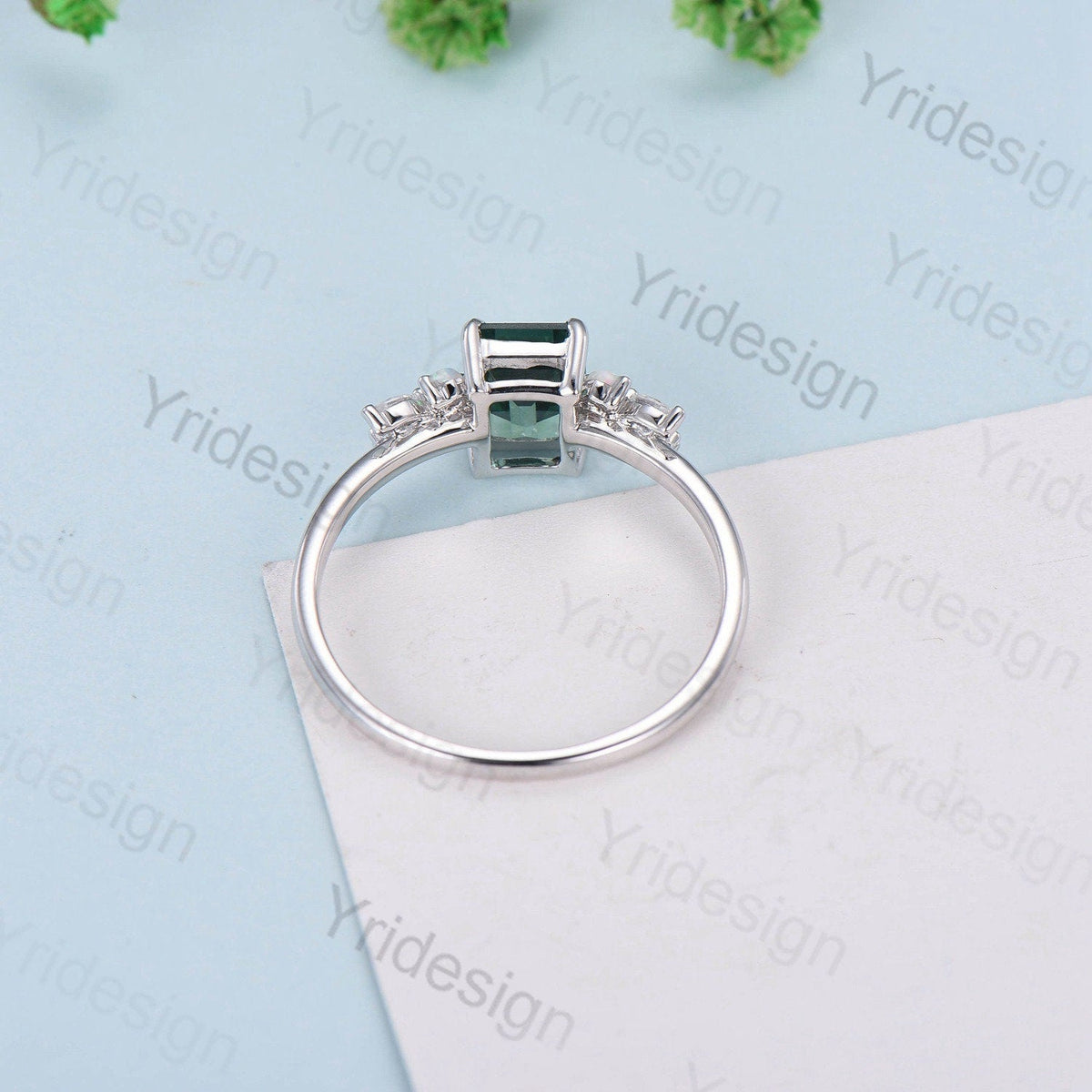 Vintage Emerald Cut Emerald Engagement Ring Rose Gold Alternative Alexandrite Opal Wedding Ring For Women Unique Cluster Promise Ring Gift
