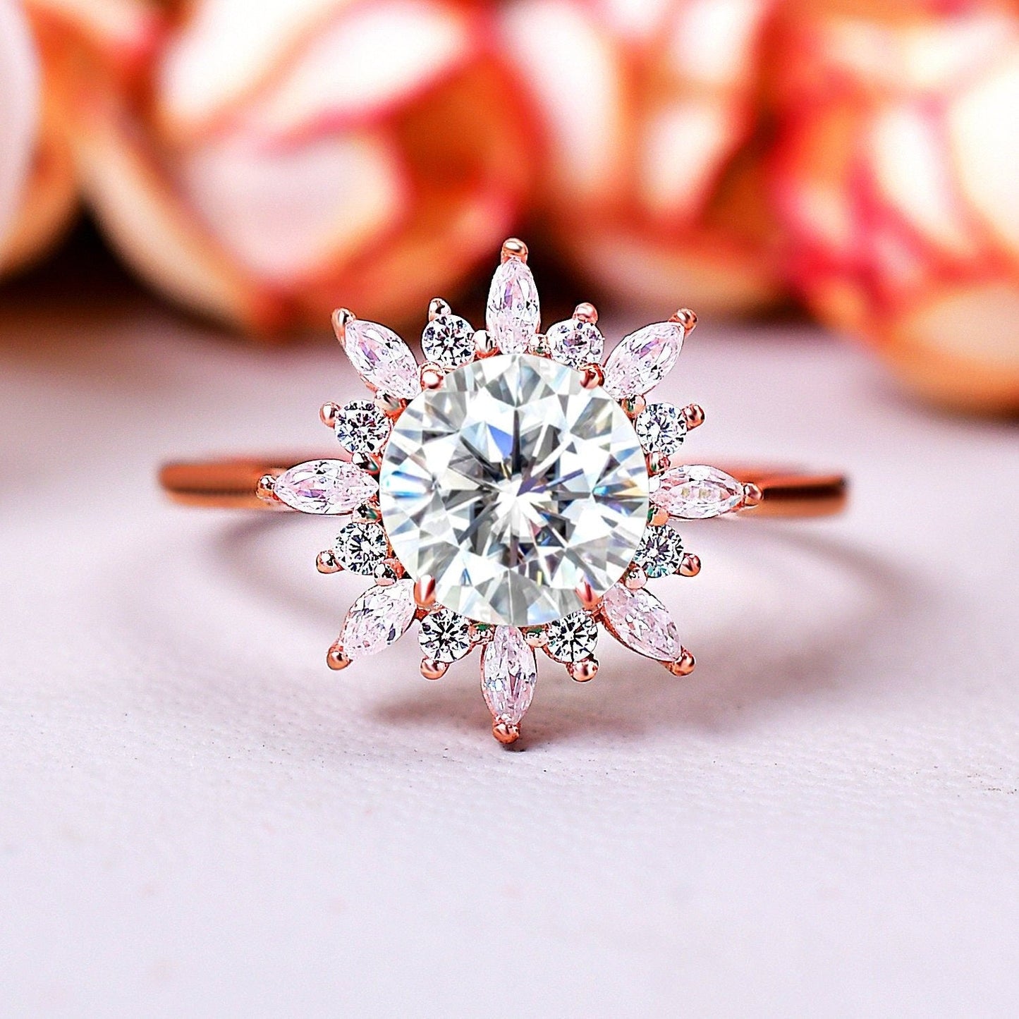Amazing Moissanite Cluster Daimond Ring Annivesary Gift