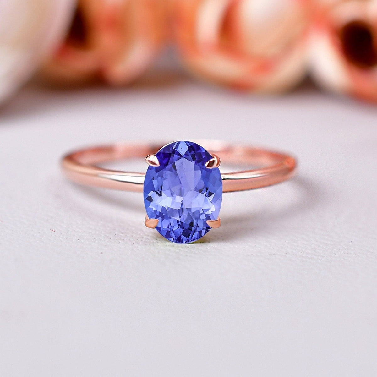 Beautiful Oval Cut Tanzanite Engagement Ring for her love
