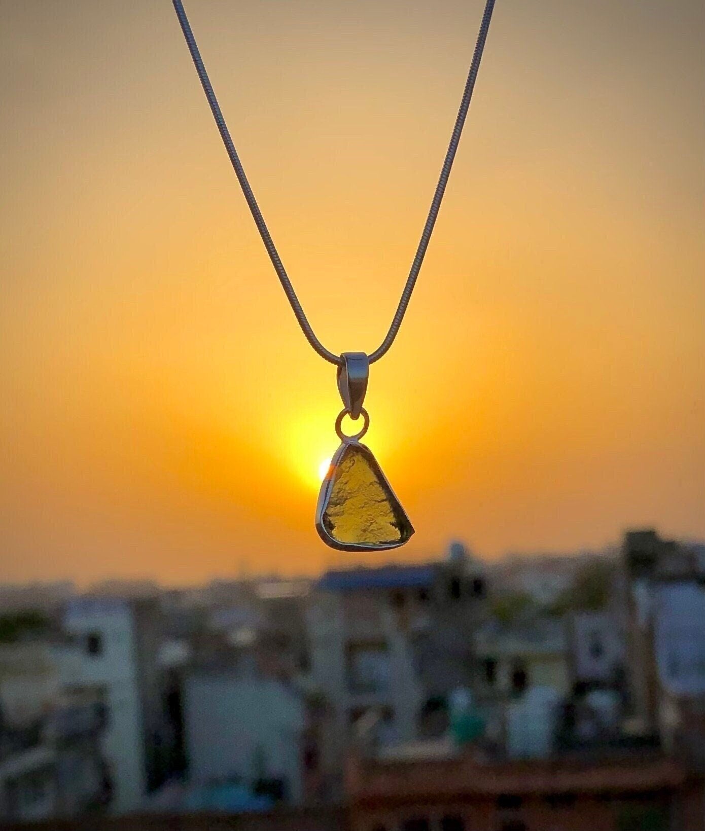 Natural Moldavite Pendant, 925 Solid Sterling Silver, Best Handmade Pendant, Genuine Czech Republic Moldavite Gemstone Pendant