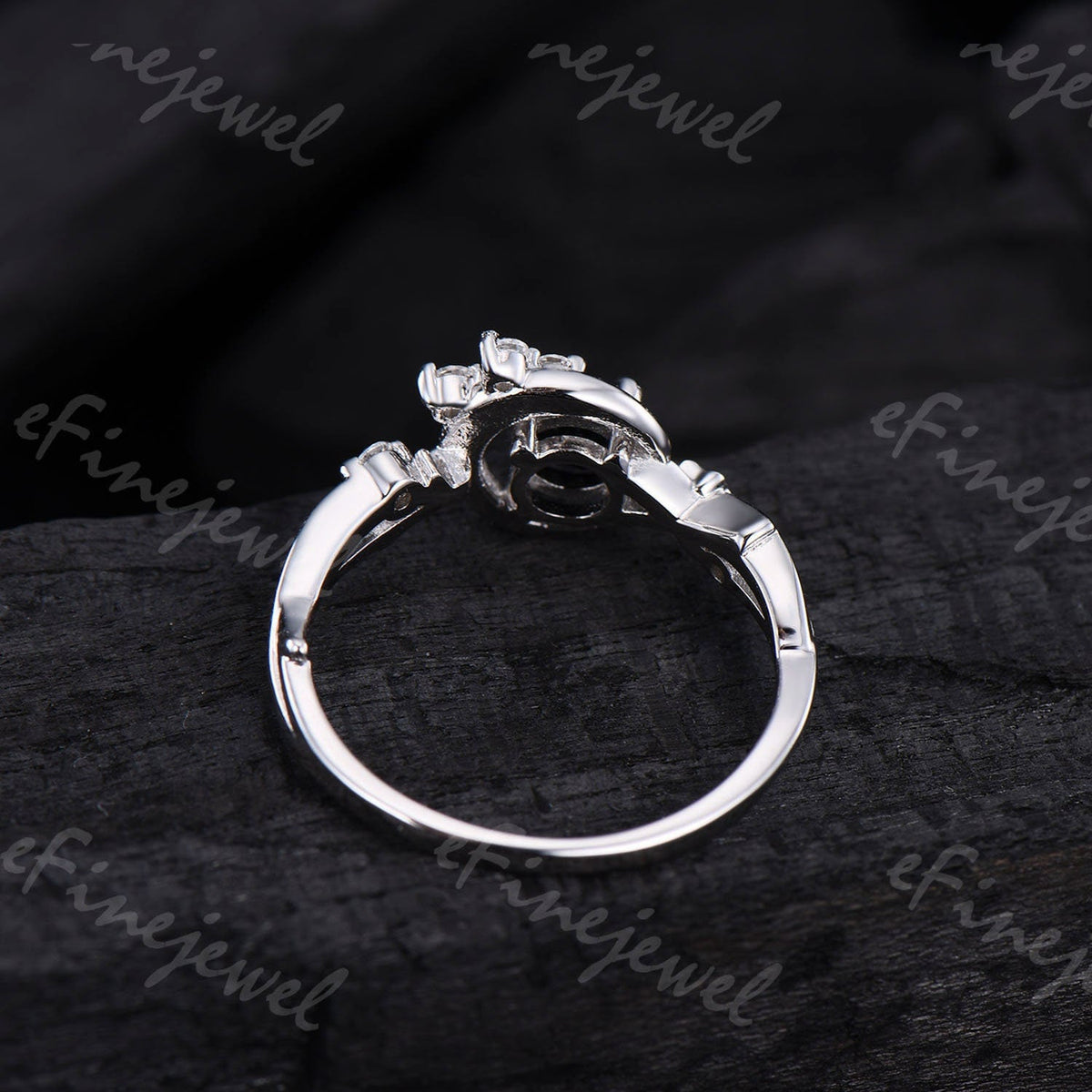 Blue Sandstone Engagement Ring, Moon Star Amethyst Wedding Ring