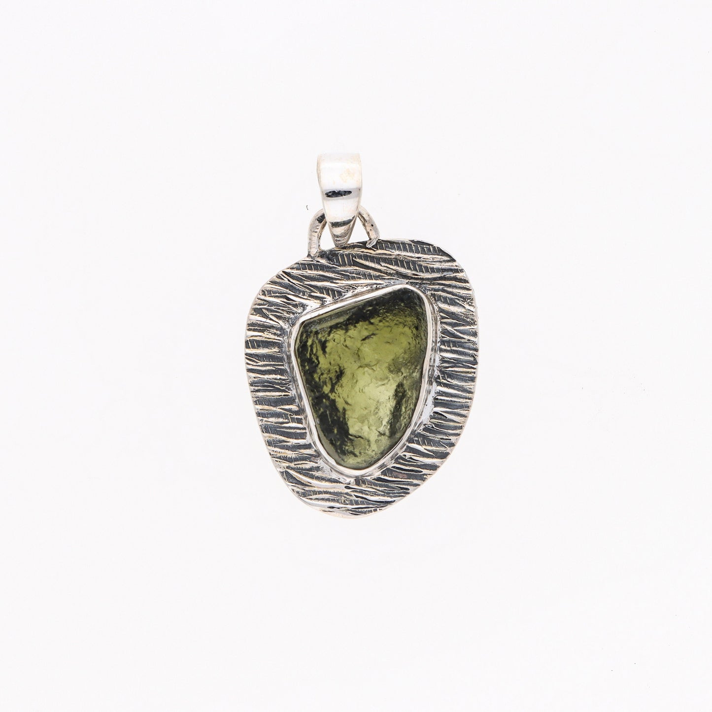Genuine Moldavite Rough Pendant 100% Natural With Certified Gemstone From Czech Republic 925 Sterling Silver Handmade Designer Jewelry