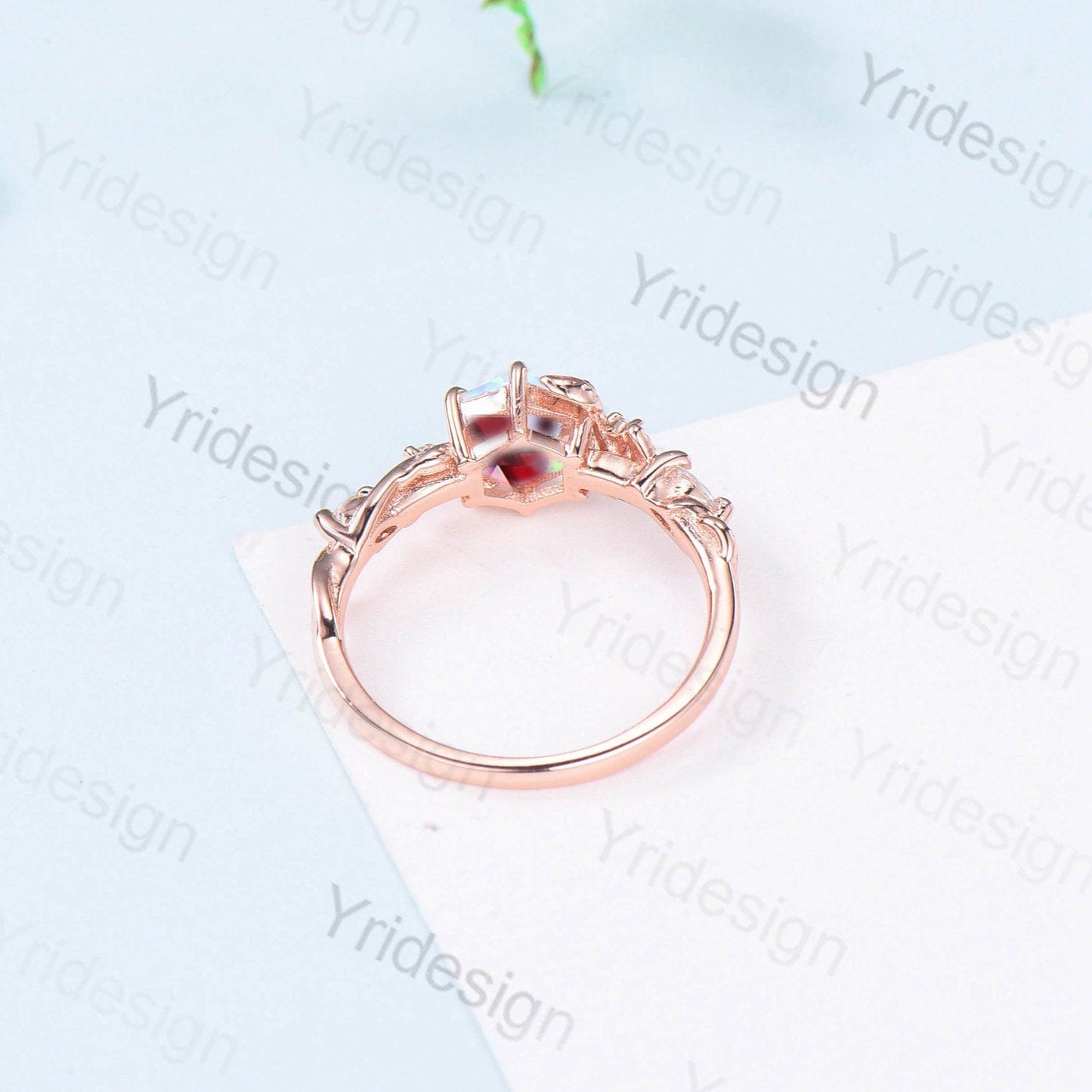Nature Inspired Red Ruby Engagement Ring Unique Twig  Lab Ruby Sapphire Wedding Ring Branch Promise Ring Handmade Proposal Gifts for Women