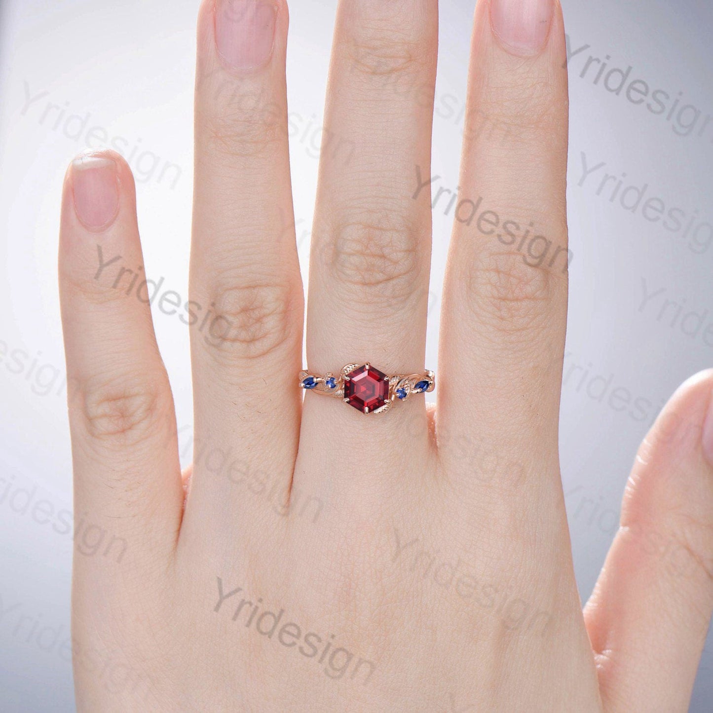 Nature Inspired Red Ruby Engagement Ring Unique Twig  Lab Ruby Sapphire Wedding Ring Branch Promise Ring Handmade Proposal Gifts for Women