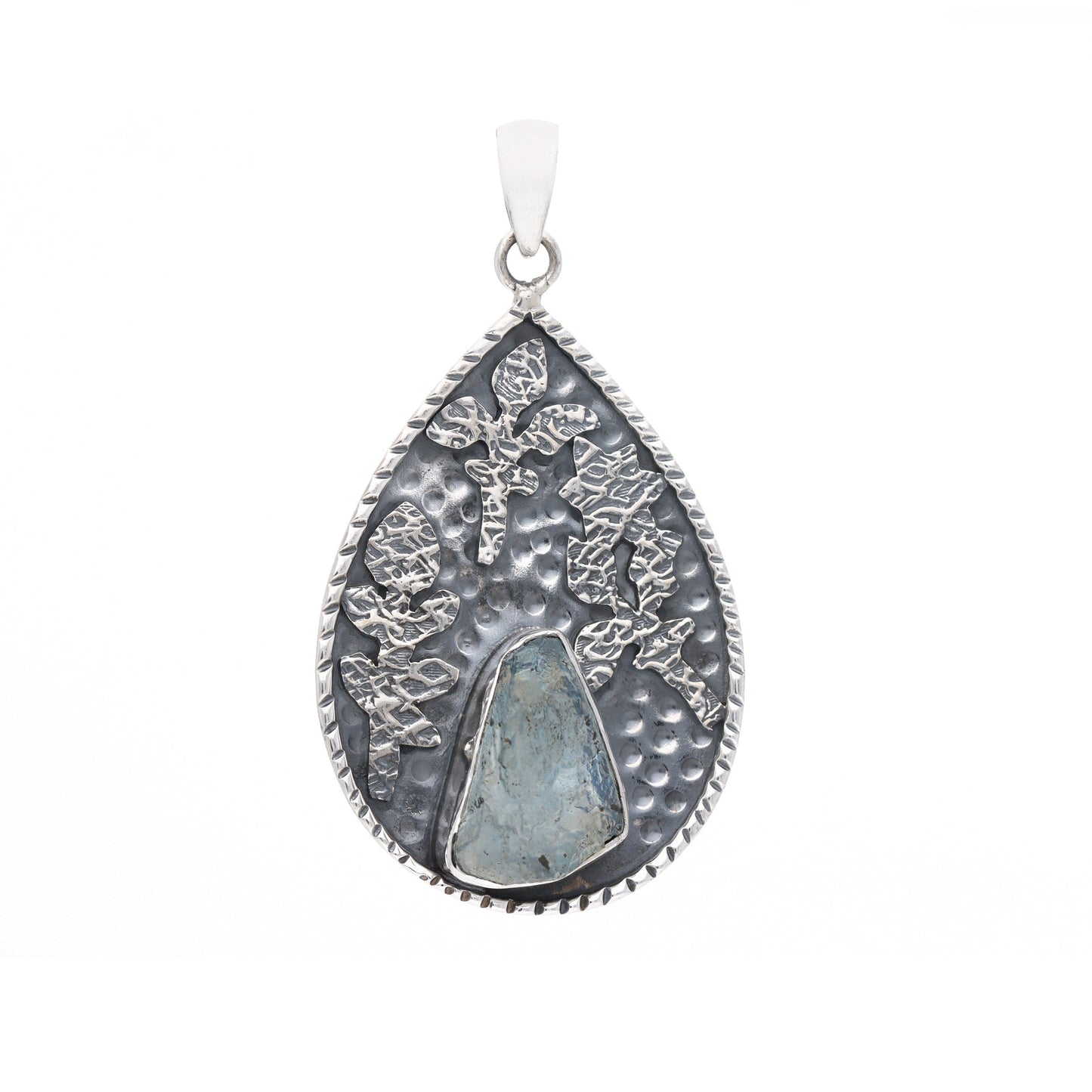 Raw Aquamarine Pendant, Sterling silver Pendant, March Birthstone, Handmade Pendant, Natural Aquamarine, Statement Boho Everyday Pendant