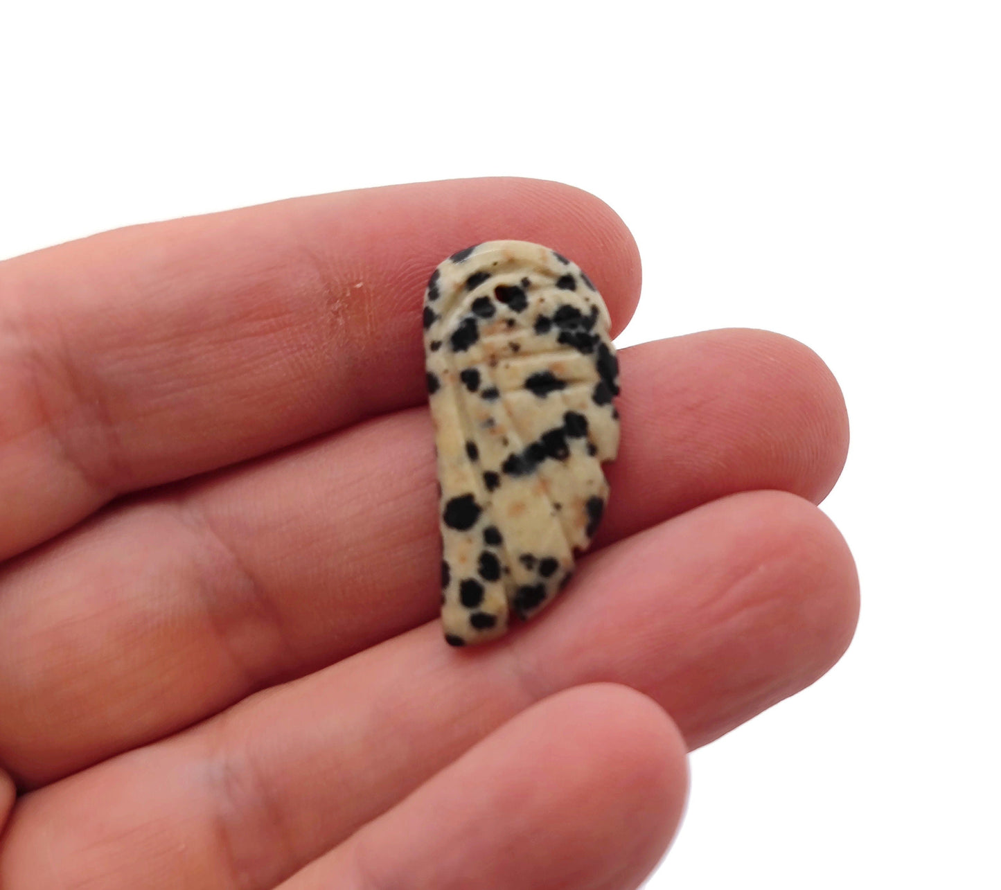 Dalmatian Jasper Angel Wing Crystal Pendant - Hole Angel Wing Charms - NC1273