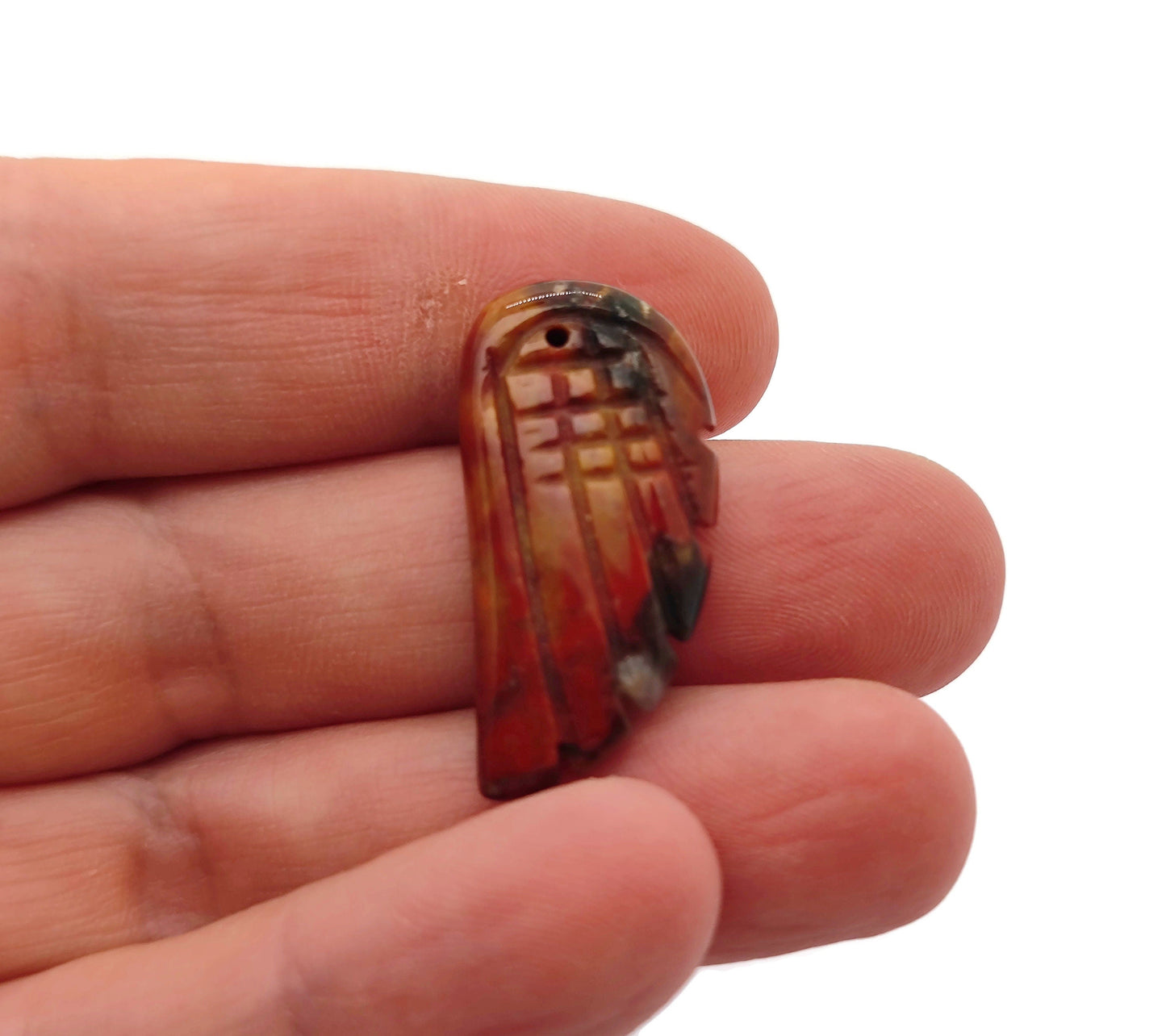 Indian Agate Angel Wing Crystal Pendant - Hole Angel Wing Charms - NC1276