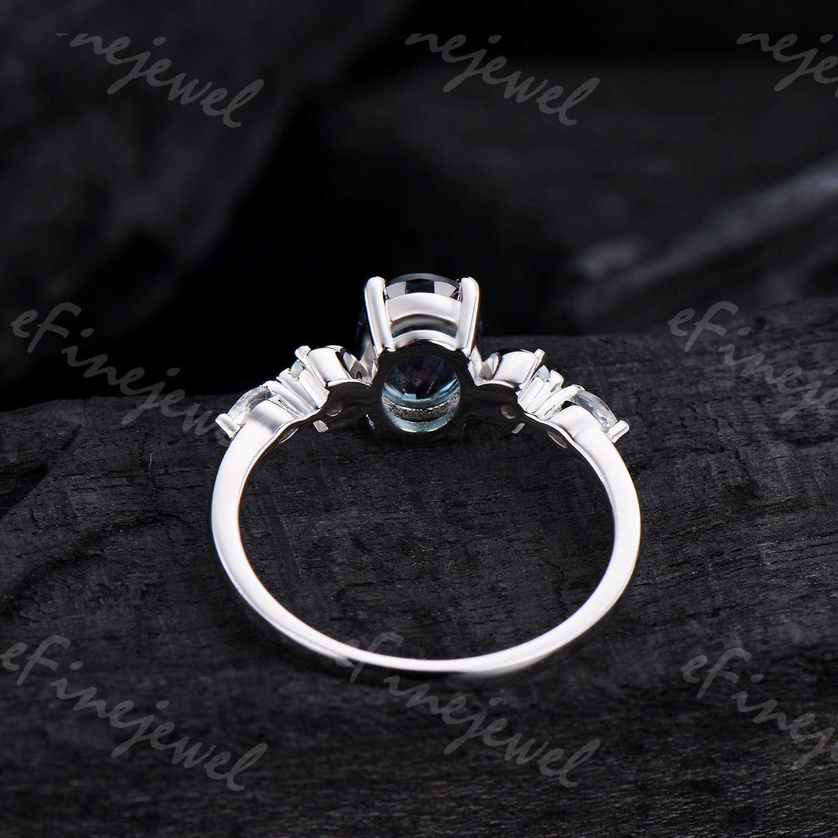 Vintage Oval Moonstone Engagement Ring, White Gold Anniversary Gift