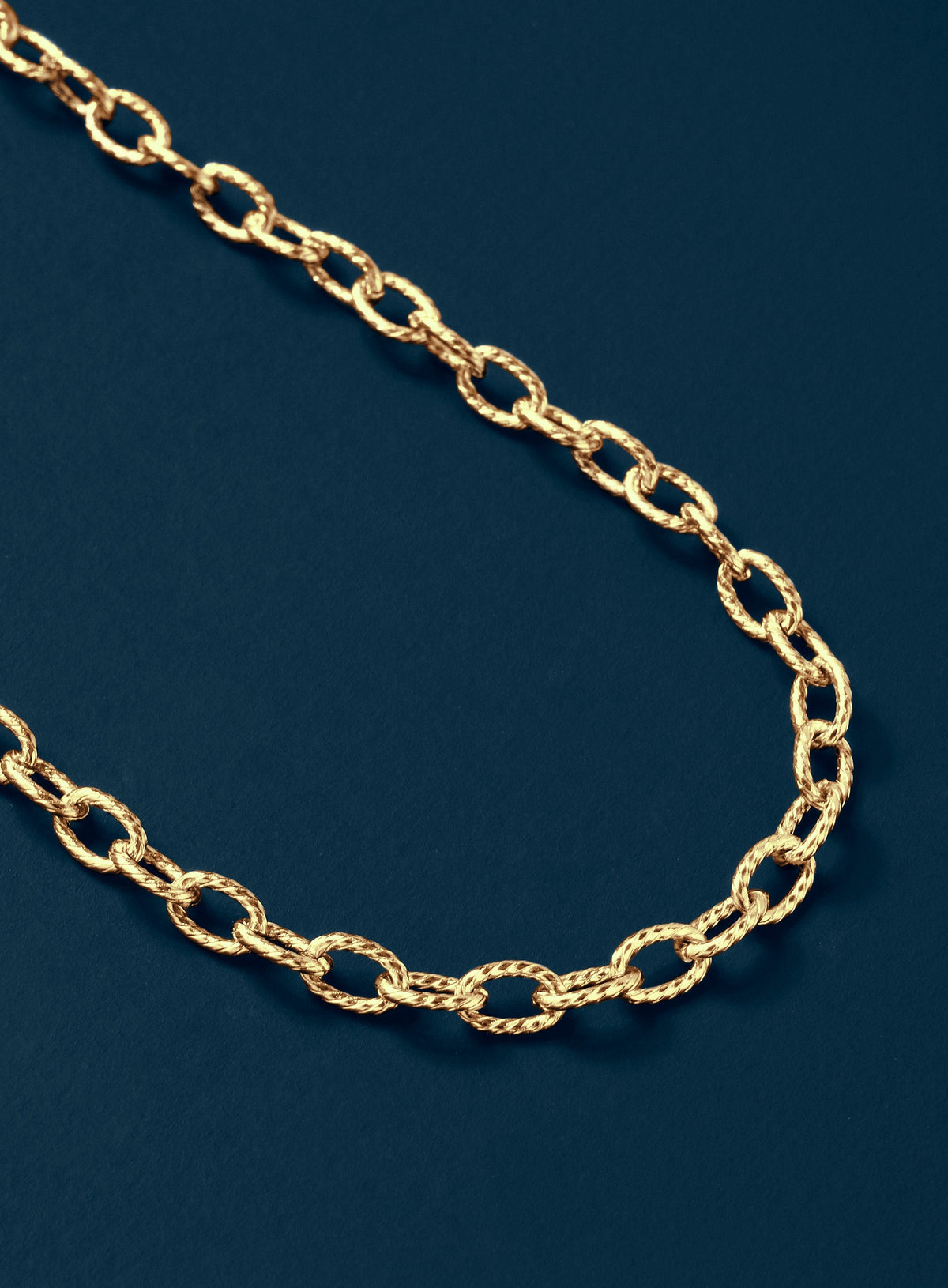 Stainless Steel Gold Plated 5mm Textured Cable Chain Necklace