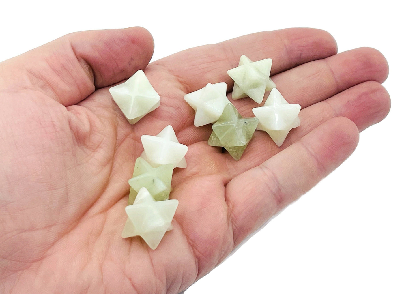 New Jade Merkaba Star Crystal - Reiki Healing - 13mm - ME1029