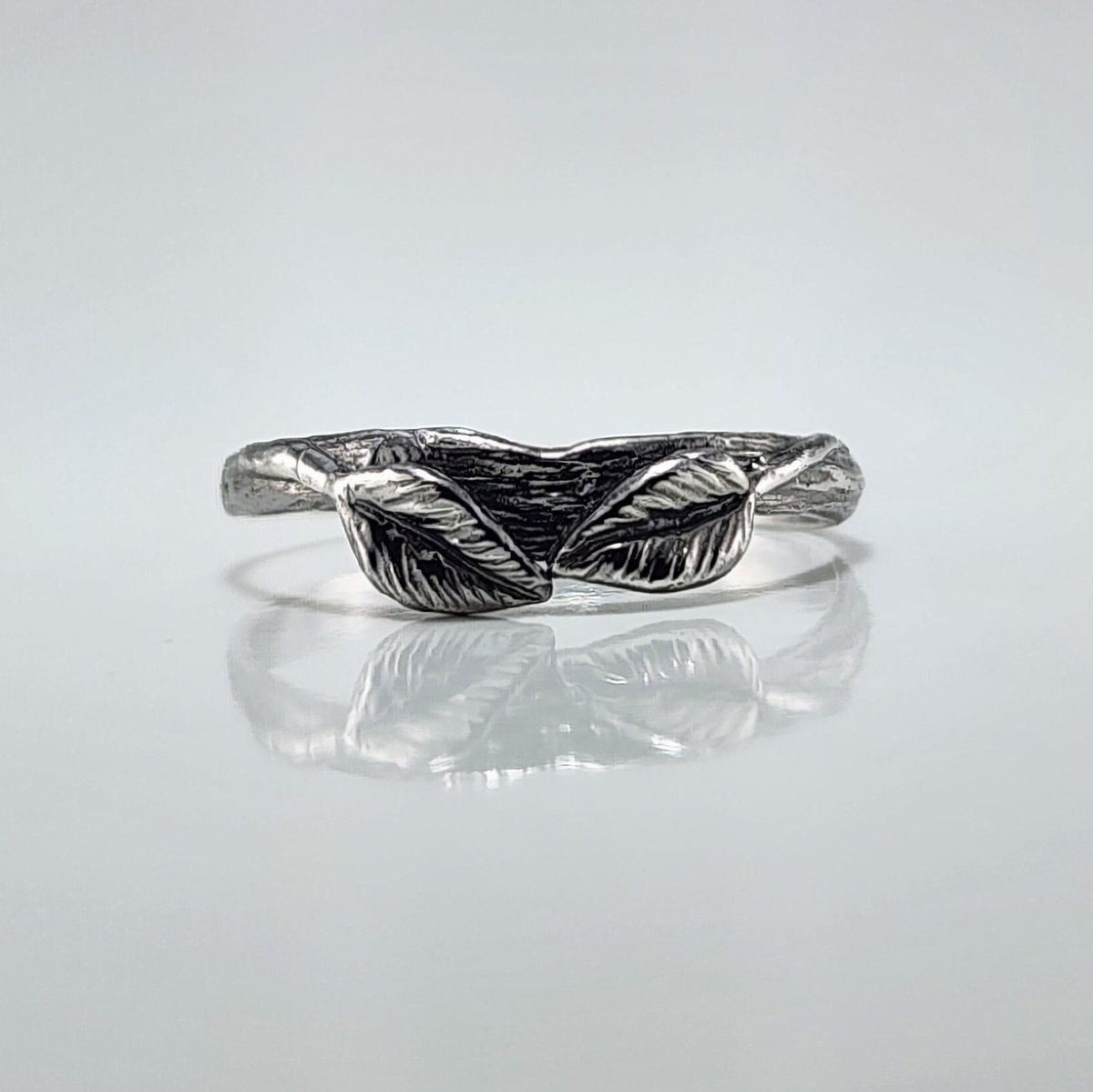 Sterling Silver Two Hand-sculpted Leaf Statement Ring