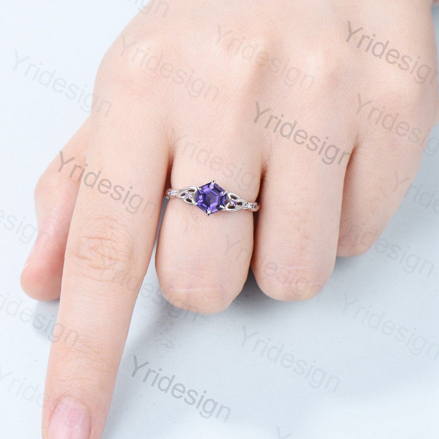 Enchanted Knot Engagement Ring - Vivid Purple Sapphire & Amethyst