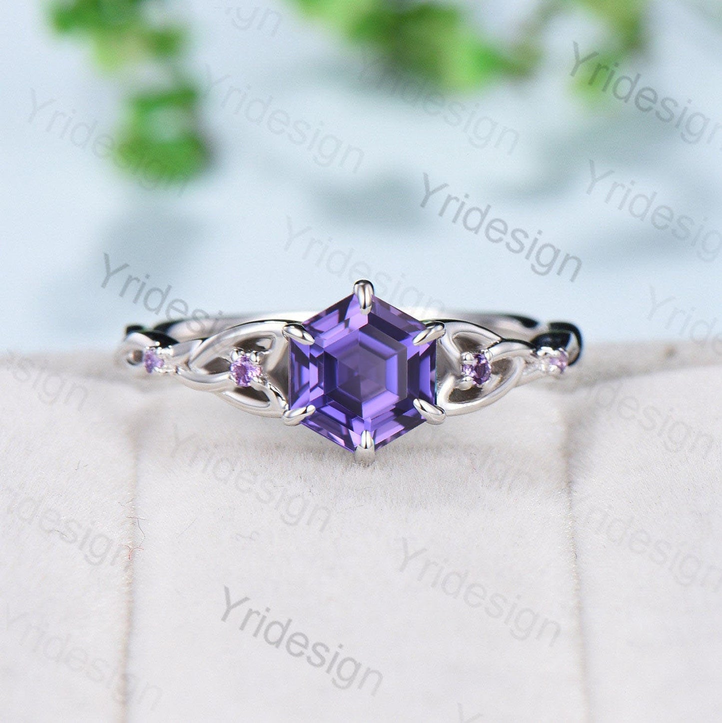 Enchanted Knot Engagement Ring - Vivid Purple Sapphire & Amethyst