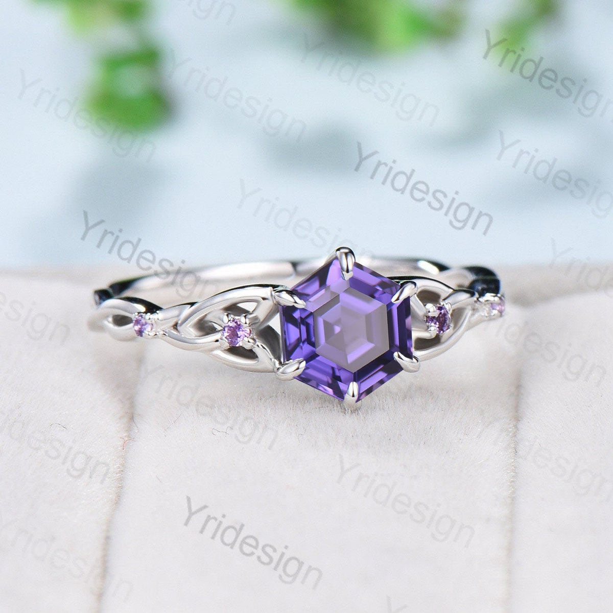 Enchanted Knot Engagement Ring - Vivid Purple Sapphire & Amethyst