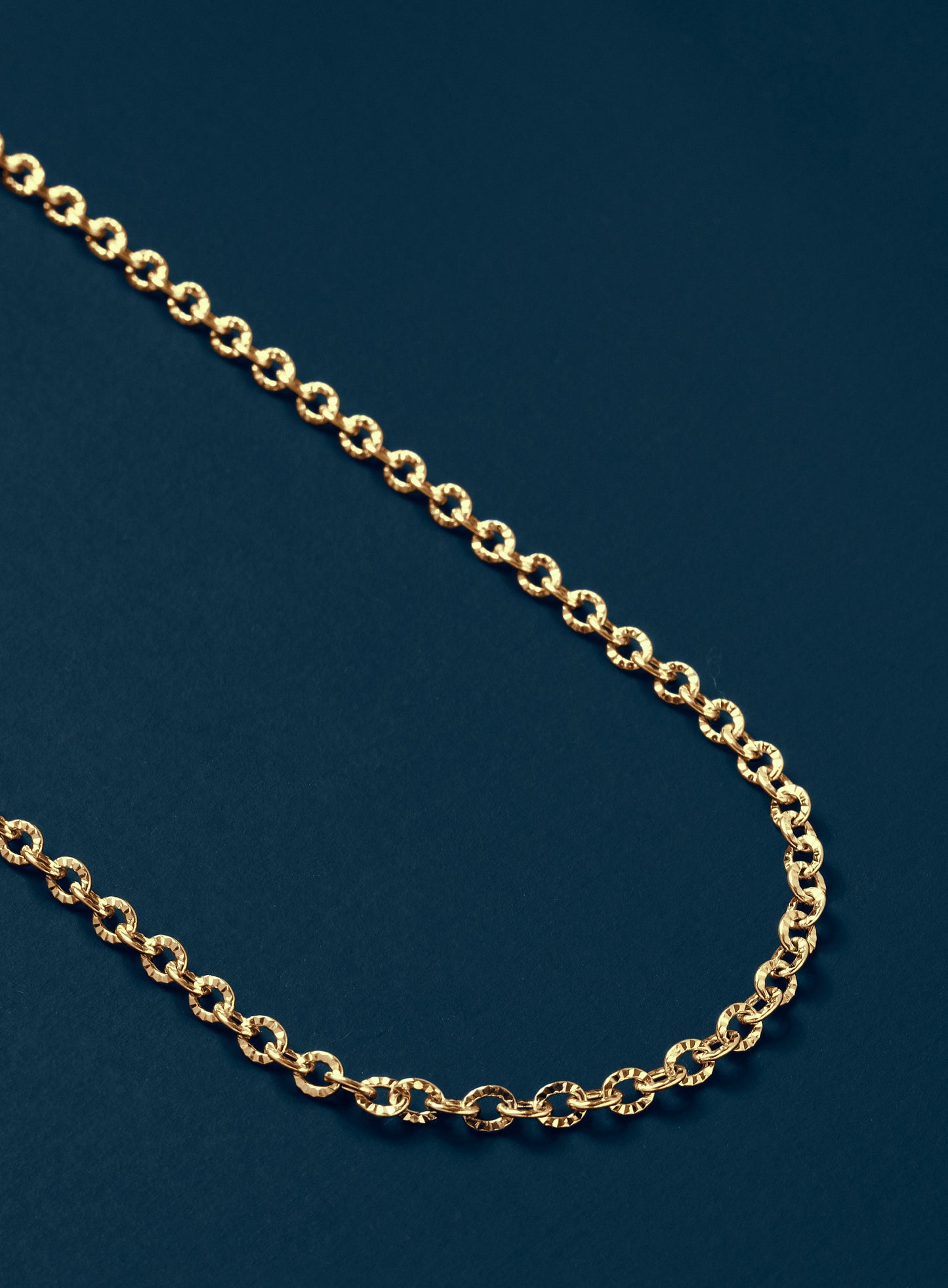 Stainless Steel Gold Plated 3mm Textured Cable Chain Necklace for Men