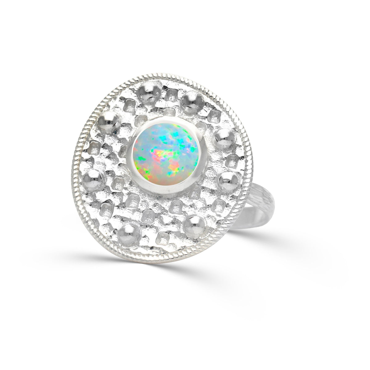 Fire Opal Ring, Polished Round Opal Ring, October Birthday Gift, Gemstone Ring Jewelry , Ring For Women, Engagement Ring, Gift For Her
