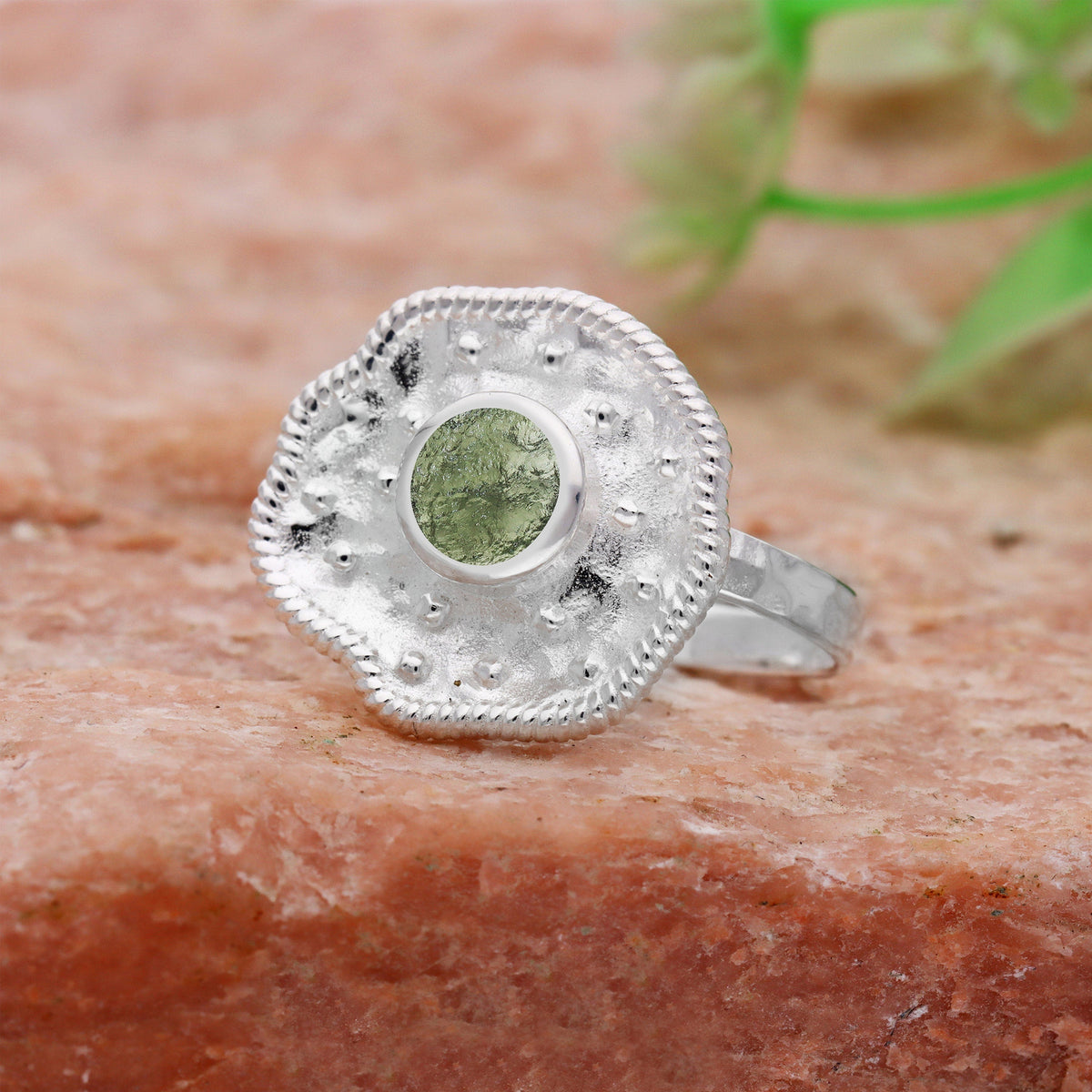 Authentic Natural Moldavite Ring, 925 Solid Sterling Silver, Best Handmade Ring, Genuine Czech Republic Moldavite Gemstone Ring
