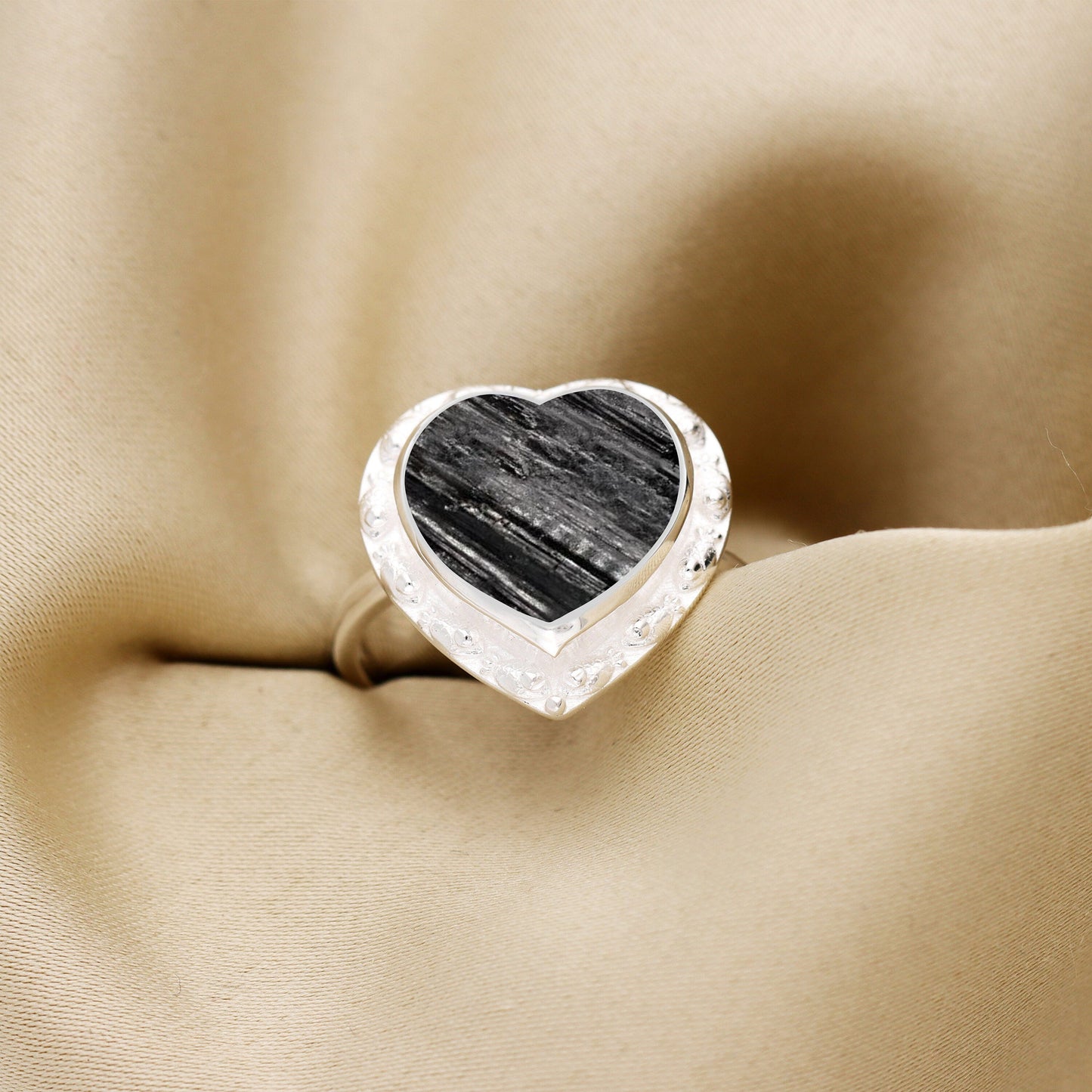 Raw Black Tourmaline Heart Ring, Bar Tourmaline Ring , Black Tourmaline Heart For Women, Natural Rough Stone, Handmade Ring, Gift For Her