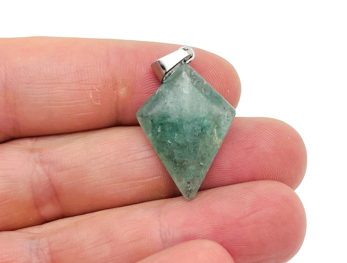 Green Strawberry Quartz Triangle Gemstone Pendant - Geometric Gemstone - NC1334