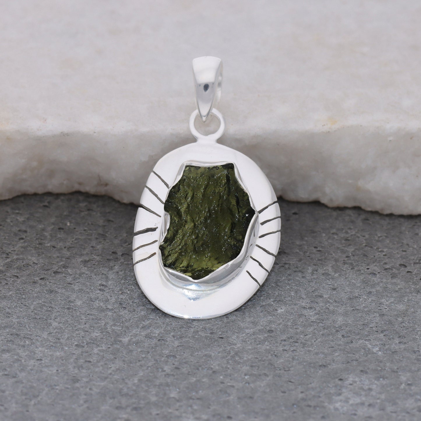 Moldavite Raw Gemstone Pendant, Handmade Gemstone Jewelry, Authentic Moldavite From Czech Republic, Pendant For Girls, 925 Sterling Silver