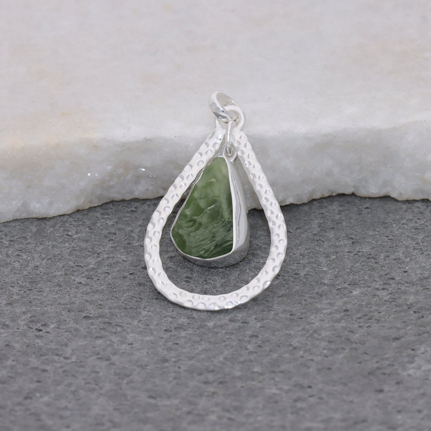 Authentic Moldavite Pendant, Natural Gemstone Jewelry, 925 Sterling Silver, Handmade Jewelry Gift, Christmas Silver Necklace, Gift For Her