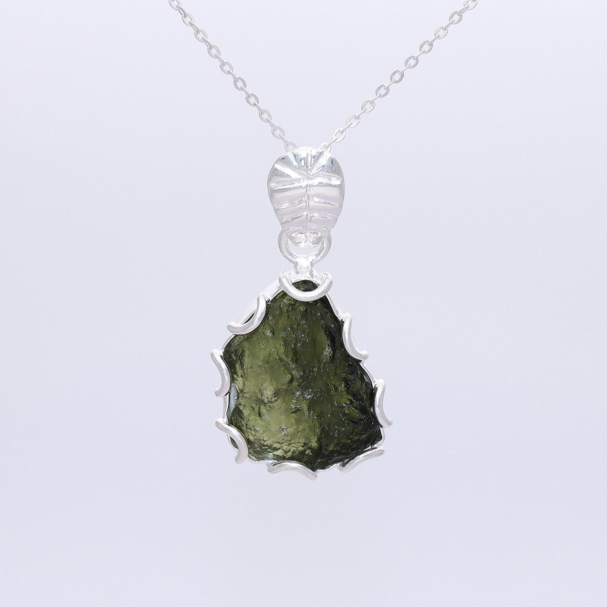 Moldavite Raw Pendant, 925 Sterling Silver, Jewelry For Women's, Handmade Gemstone Jewelry, Healing Crystal Gemstone, Silver Jewelry Gift