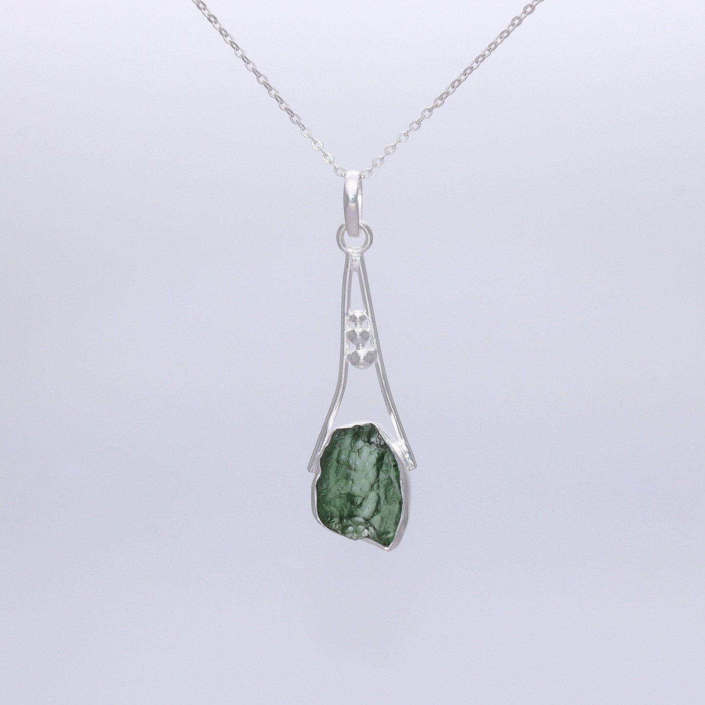 Genuine Raw Moldavite Pendant, Gemstone From Czech Republic, 925 Sterling Silver, Necklace For Women's, Gift For Girls, Handmade Pendant