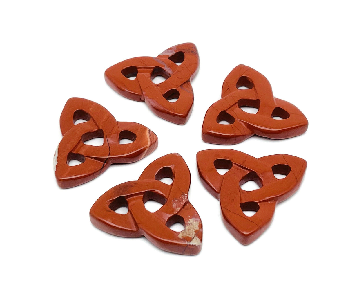 Red Jasper Celtic Knot Carved Gemstone  - Trinity Crystal - CK1007