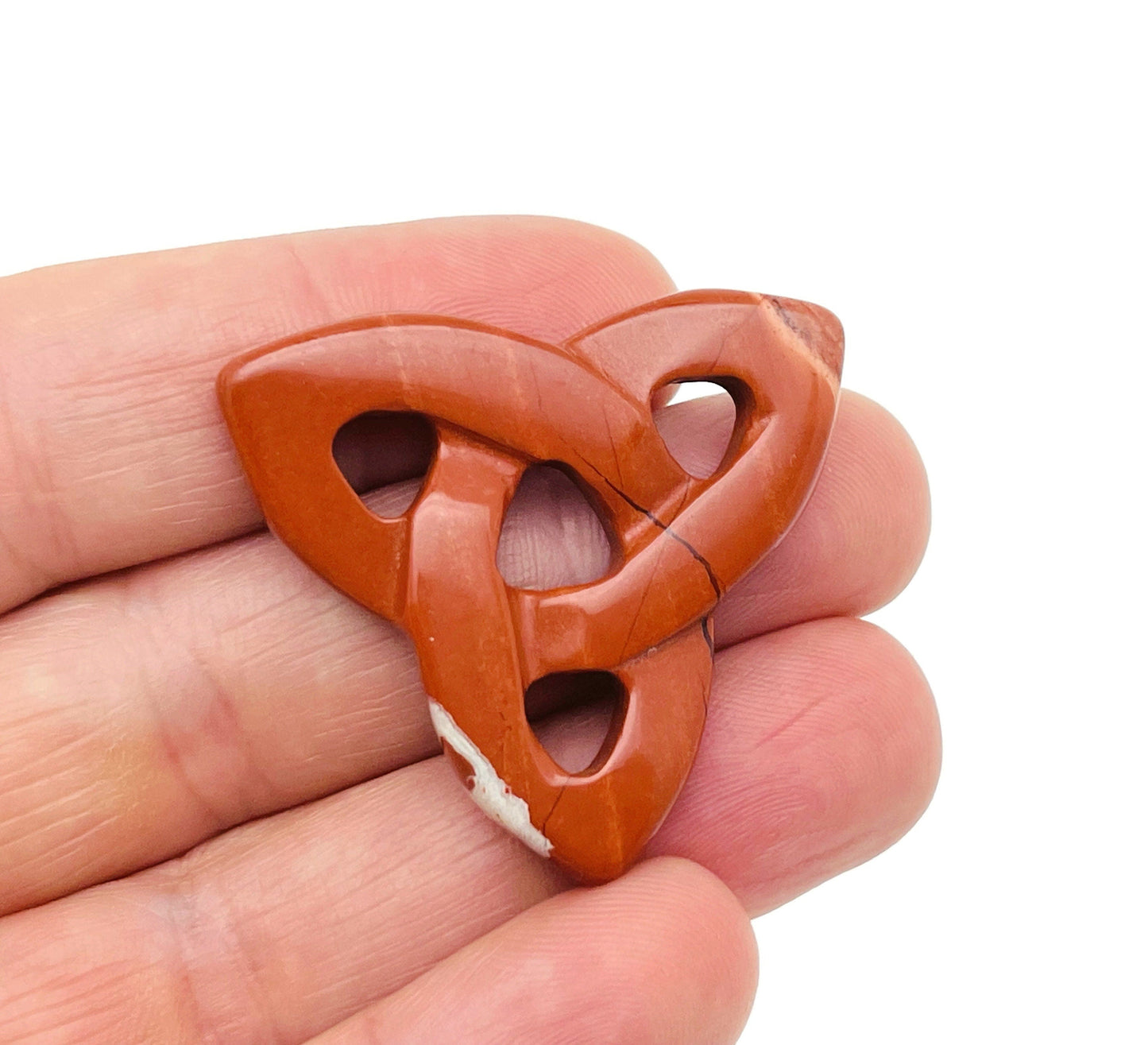 Red Jasper Celtic Knot Carved Gemstone  - Trinity Crystal - CK1007