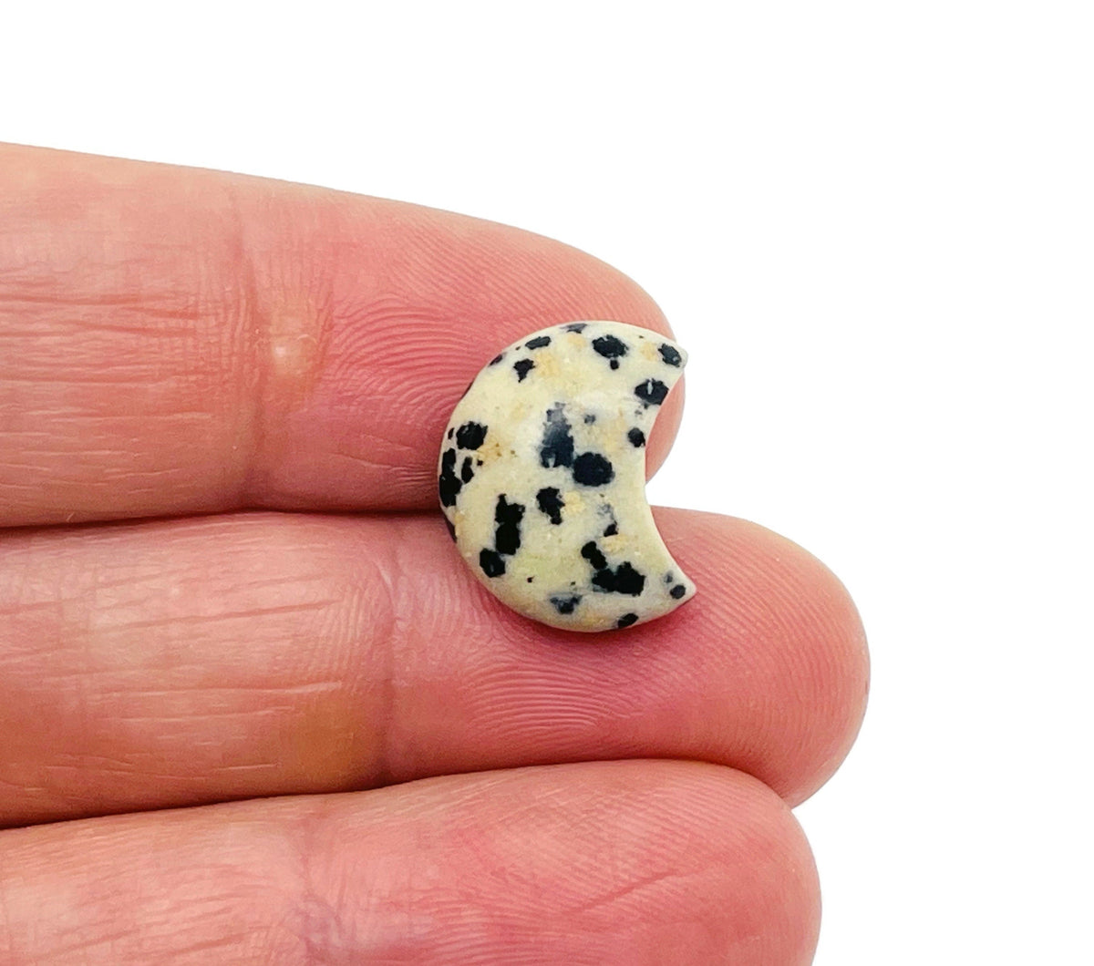 Dalmatian Jasper Gemstone Moon Puffy - 15x9mm - MO1079