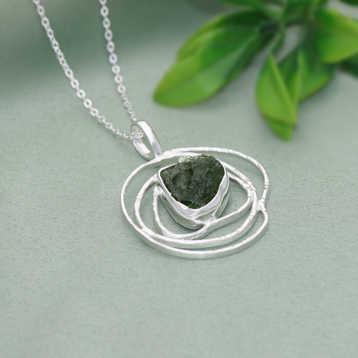Raw Moldavite Pendant, Natural Gemstone Handmade Jewelry, Necklace For Women's, Jewelry For Christmas, Gift For Girls, 925 Sterling Silver