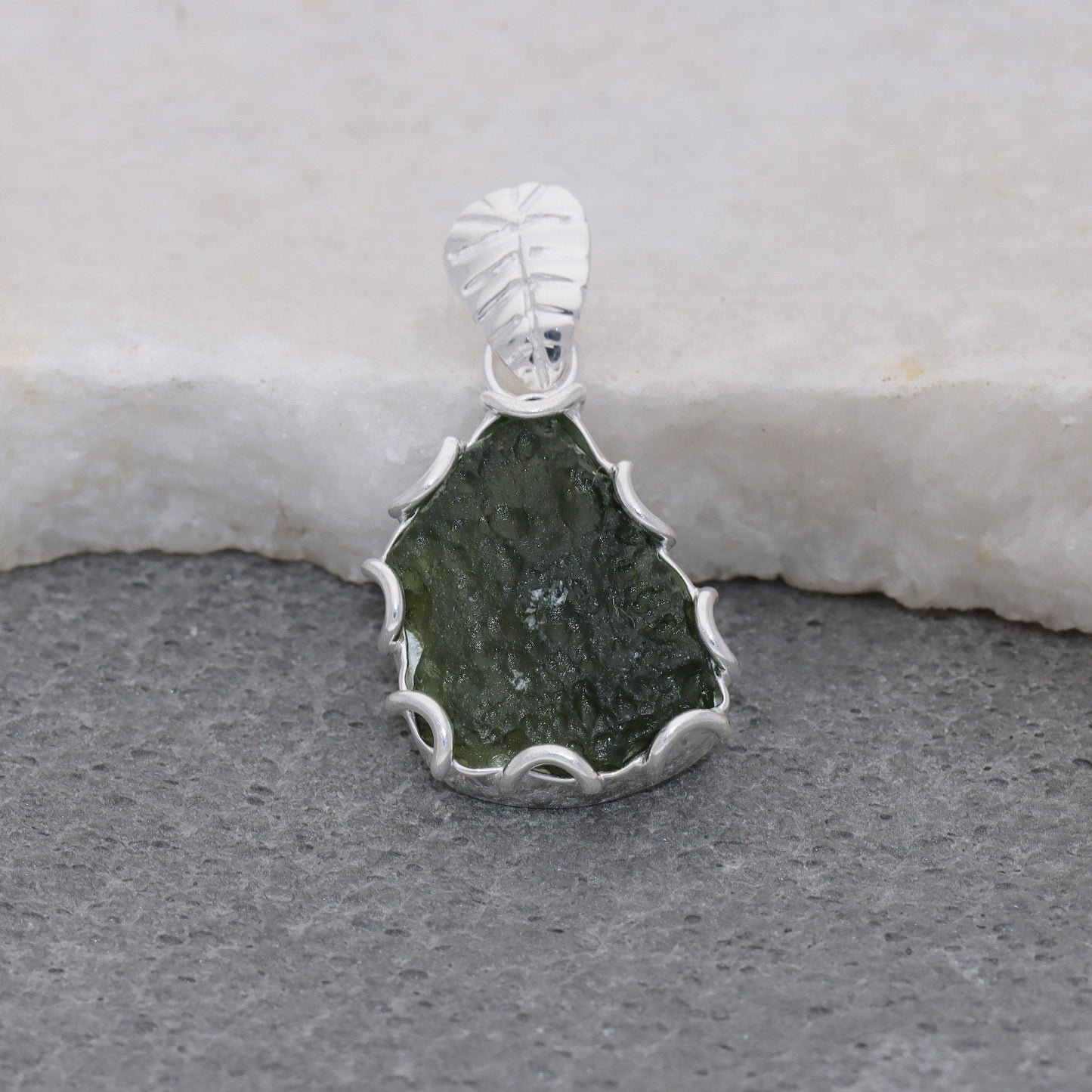 Moldavite Raw Pendant, 925 Sterling Silver, Jewelry For Women's, Handmade Gemstone Jewelry, Healing Crystal Gemstone, Silver Jewelry Gift