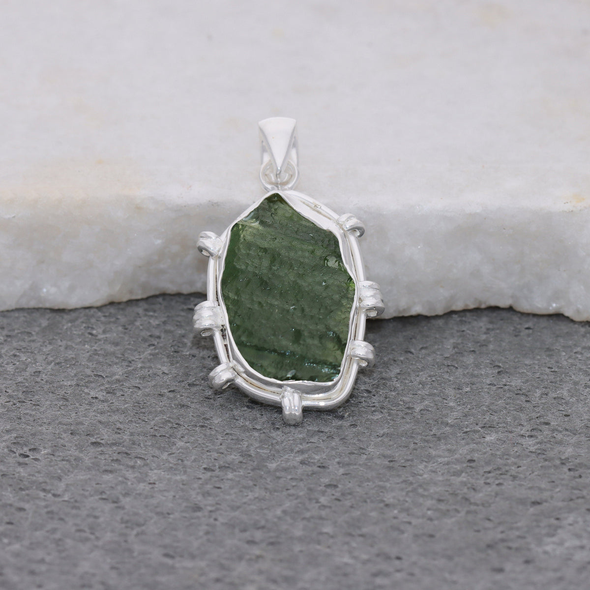 Genuine Raw Moldavite Pendant, Gemstone From Czech Republic, 925 Sterling Silver, Necklace For Women's, Gift For Girls, Handmade Pendant