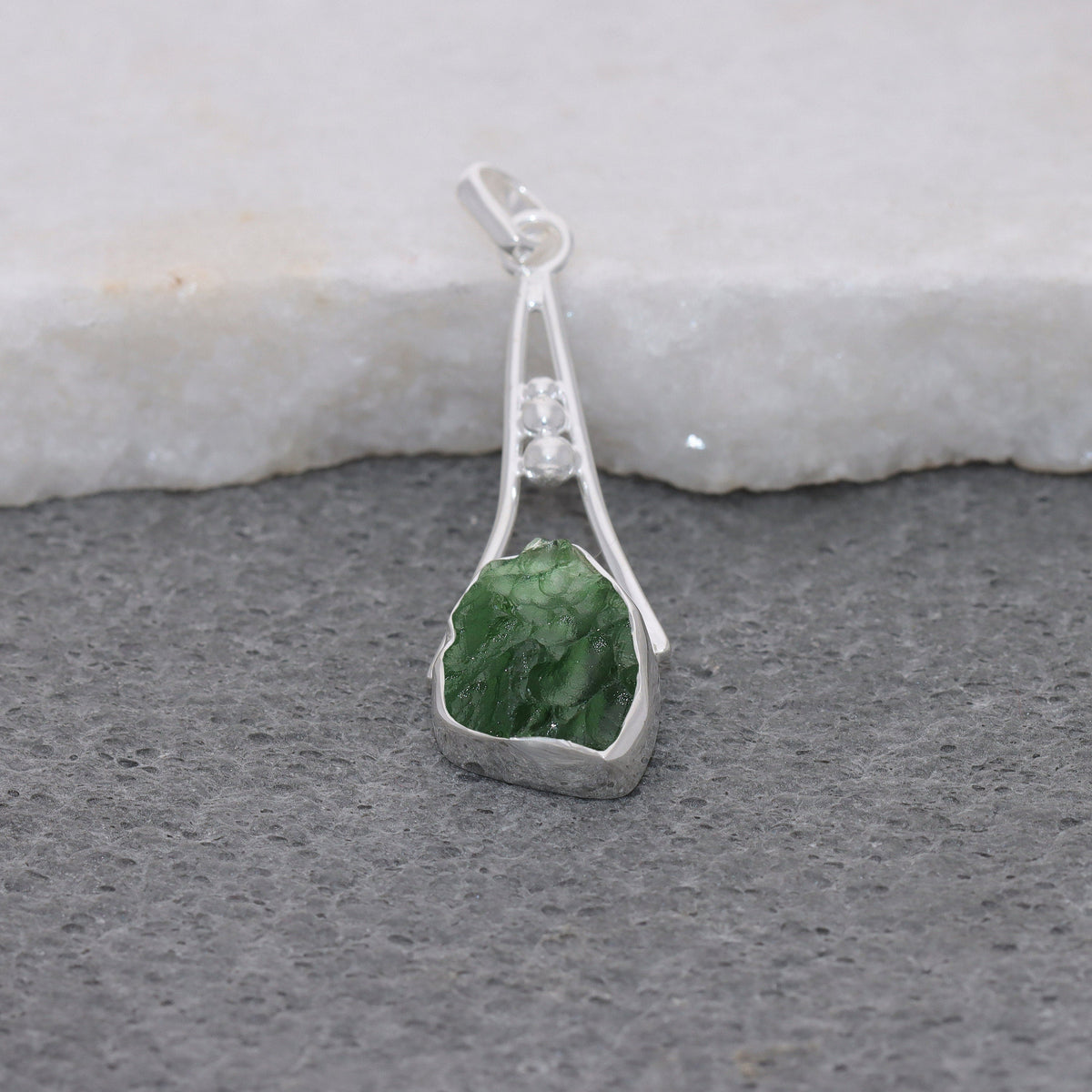 Genuine Raw Moldavite Pendant, Gemstone From Czech Republic, 925 Sterling Silver, Necklace For Women's, Gift For Girls, Handmade Pendant