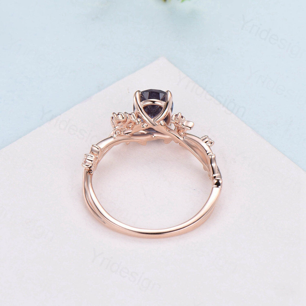 Unique 1.5CT Oval Cut Opal Ring Vintage White Opal Moon Engagement Ring Twig  Branch Cluster Amethyst Wedding Ring PromiseGift For Women