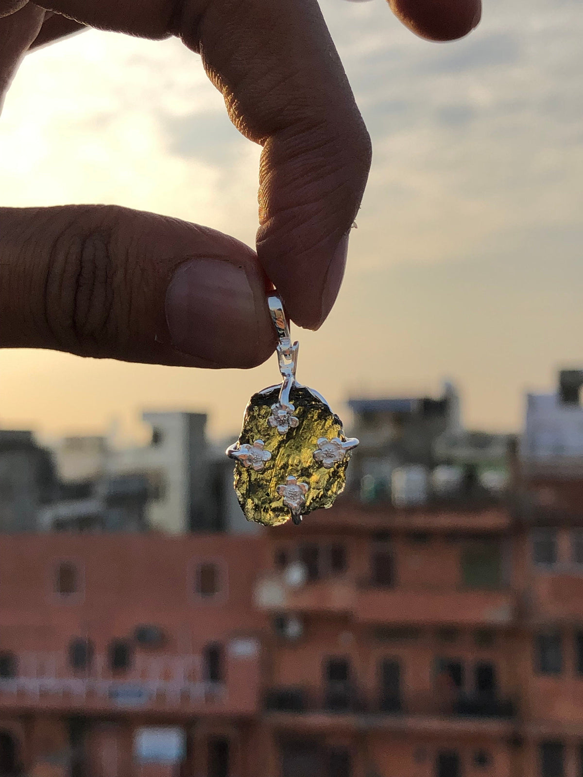 Genuine Moldavite Rough Pendant 100% Natural With Certified Gemstone From Czech Republic 925 Sterling Silver Handmade Designer Jewelry